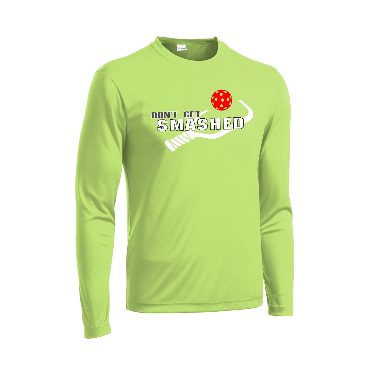 Don't Get Smashed With Pickleballs (Rainbow Green Red) Customizable | Men's Long Sleeve Athletic Performance T-Shirt | 100% Polyester