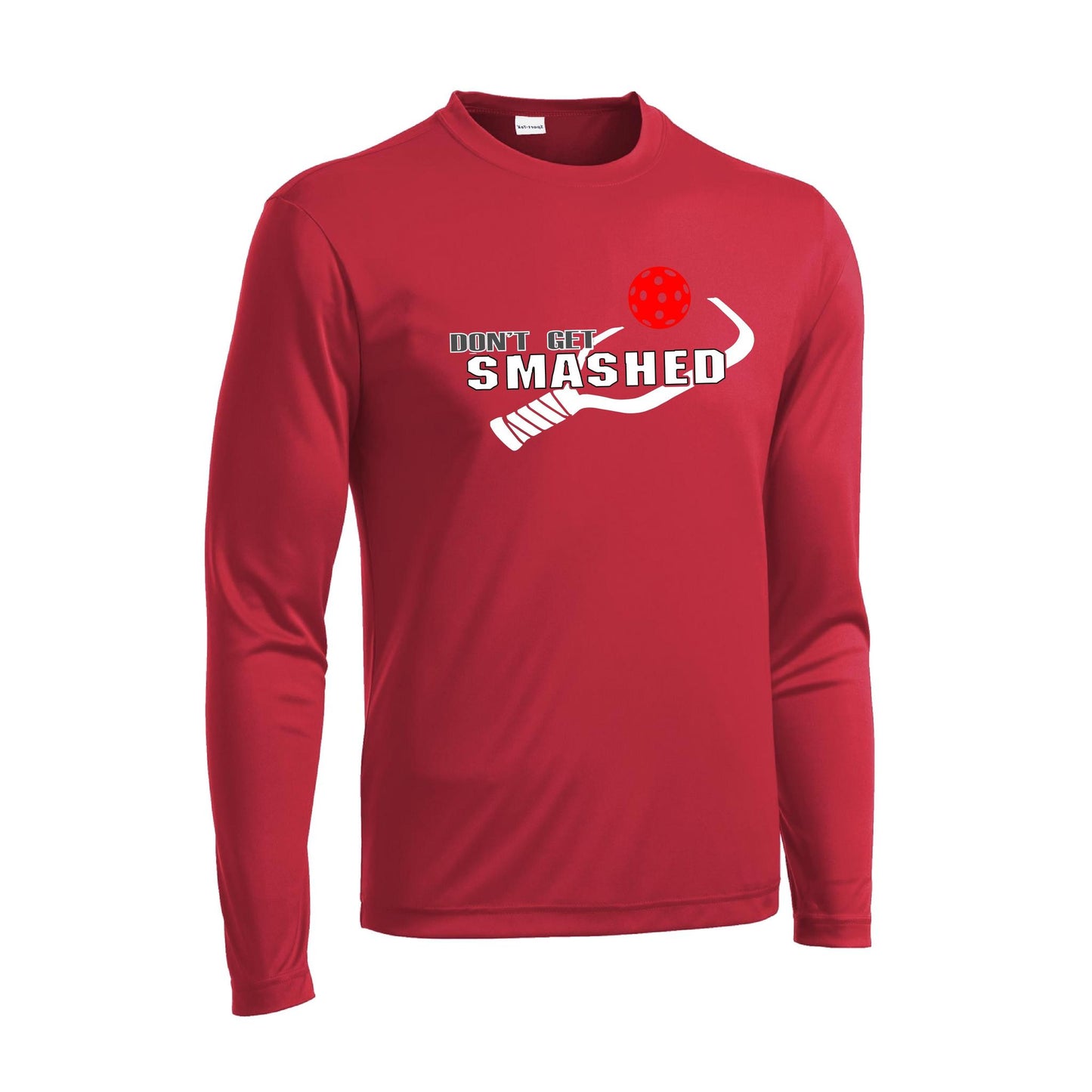 Don't Get Smashed With Pickleballs (Rainbow Green Red) Customizable | Men's Long Sleeve Athletic Performance T-Shirt | 100% Polyester