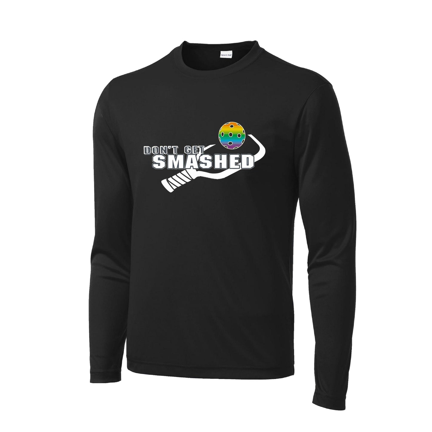 Don't Get Smashed With Pickleballs (Rainbow Green Red) Customizable | Men's Long Sleeve Athletic Performance T-Shirt | 100% Polyester