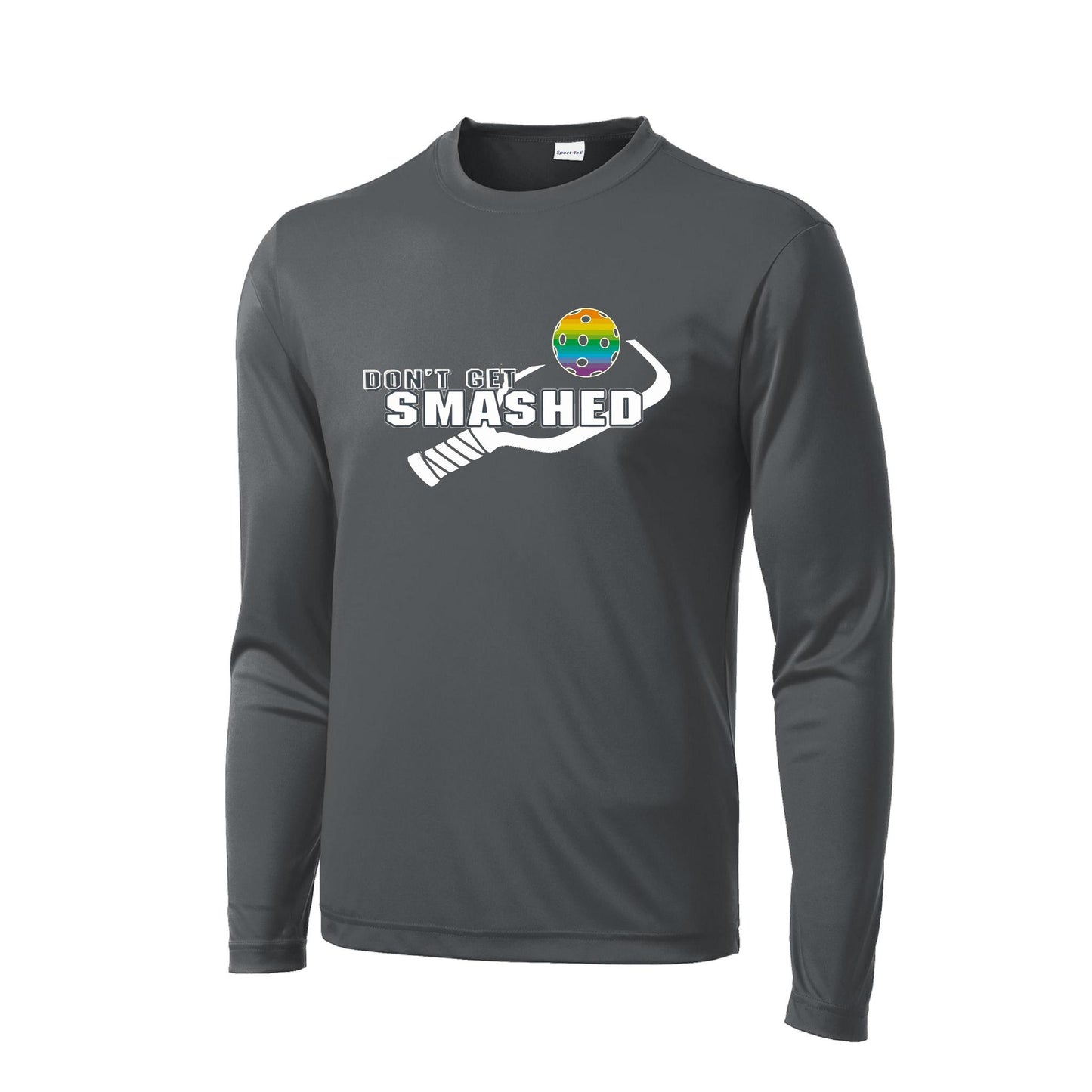 Don't Get Smashed With Pickleballs (Rainbow Green Red) Customizable | Men's Long Sleeve Athletic Performance T-Shirt | 100% Polyester