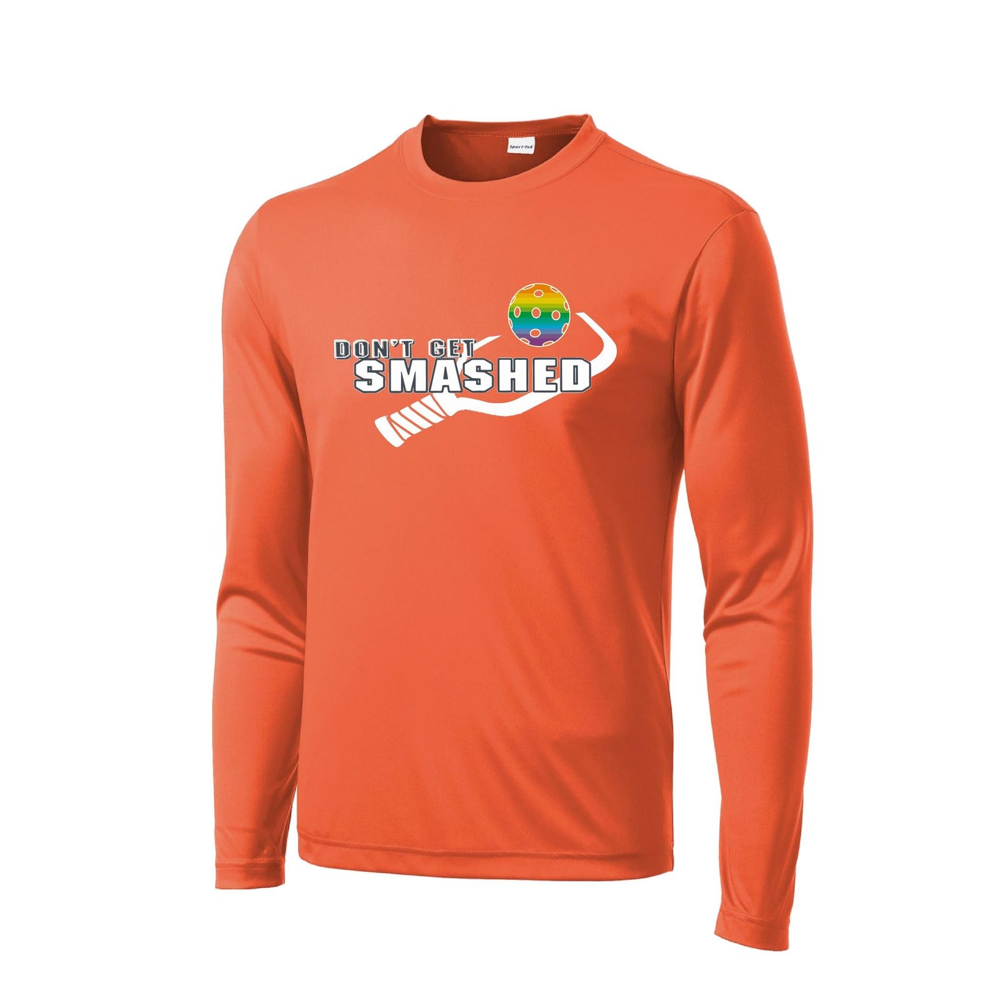 Don't Get Smashed With Pickleballs (Rainbow Green Red) Customizable | Men's Long Sleeve Athletic Performance T-Shirt | 100% Polyester