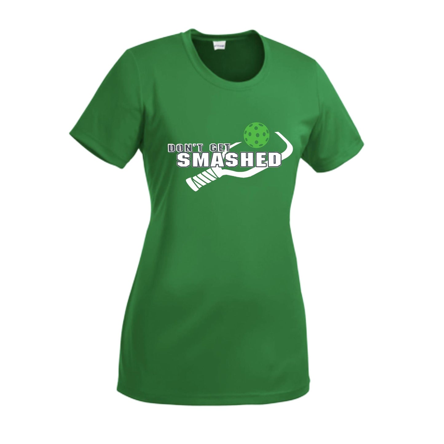 Don't Get Smashed With Pickleballs (Red Green Rainbow) Customizable | Women’s Short Sleeve Crewneck Athletic Performance T-Shirts | 100% Polyester