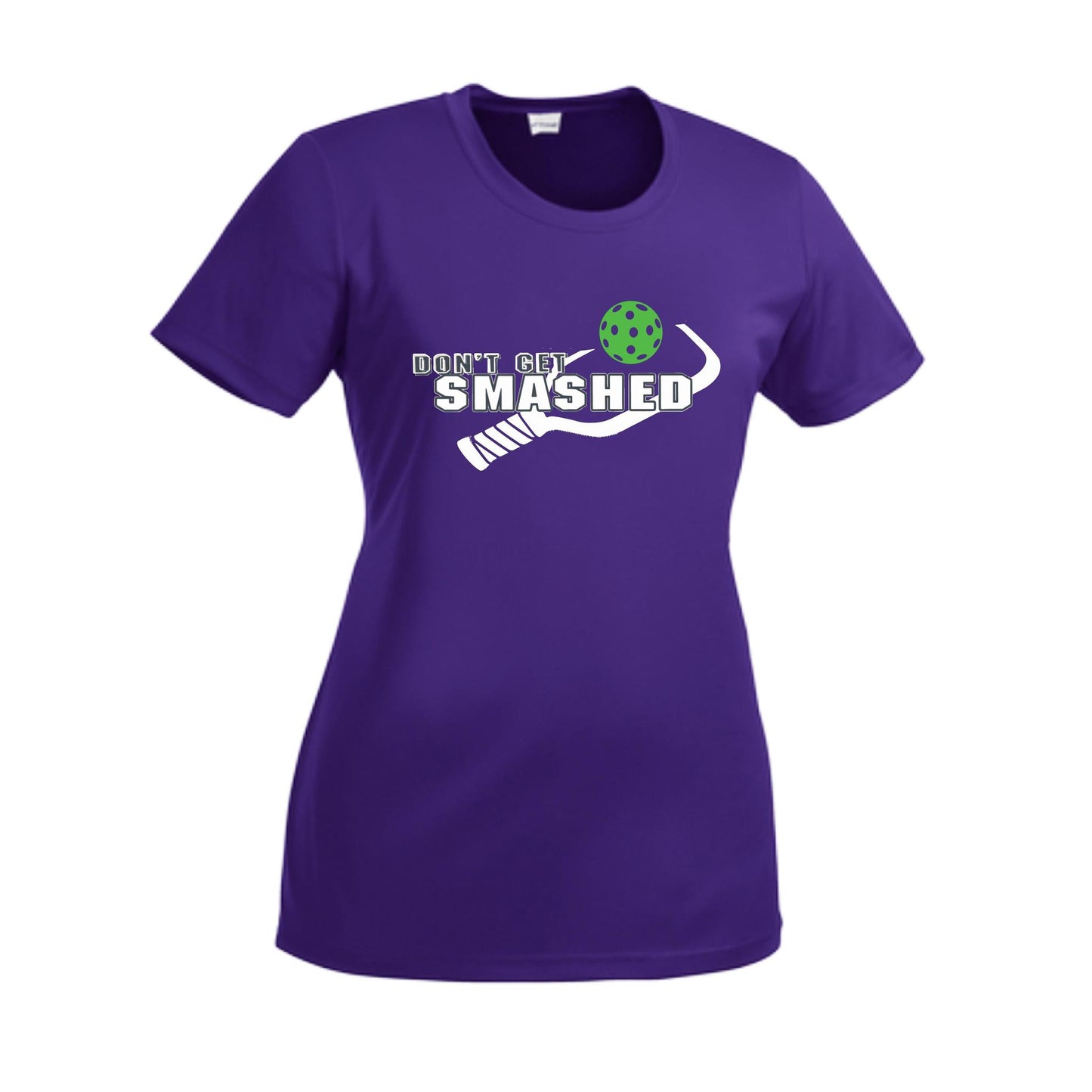 Don't Get Smashed With Pickleballs (Red Green Rainbow) Customizable | Women’s Short Sleeve Crewneck Athletic Performance T-Shirts | 100% Polyester