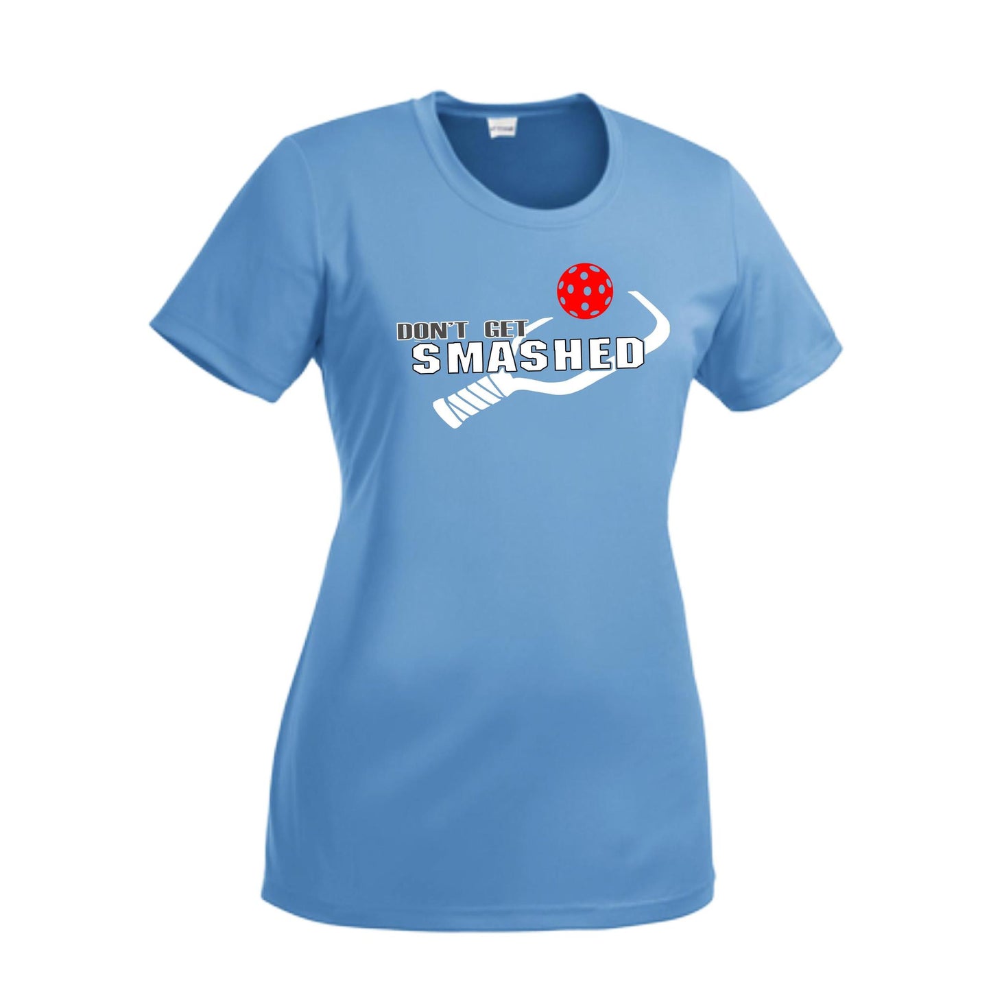 Don't Get Smashed With Pickleballs (Red Green Rainbow) Customizable | Women’s Short Sleeve Crewneck Athletic Performance T-Shirts | 100% Polyester