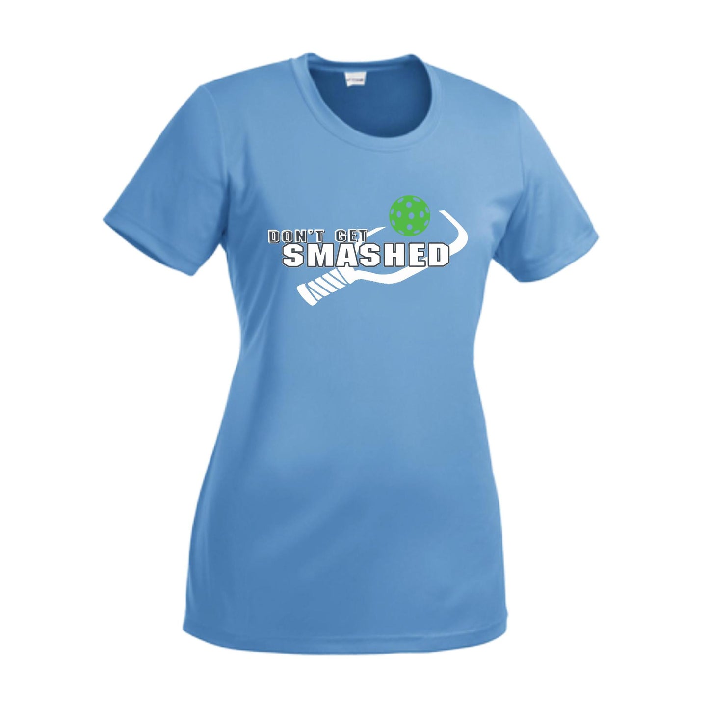 Don't Get Smashed With Pickleballs (Red Green Rainbow) Customizable | Women’s Short Sleeve Crewneck Athletic Performance T-Shirts | 100% Polyester