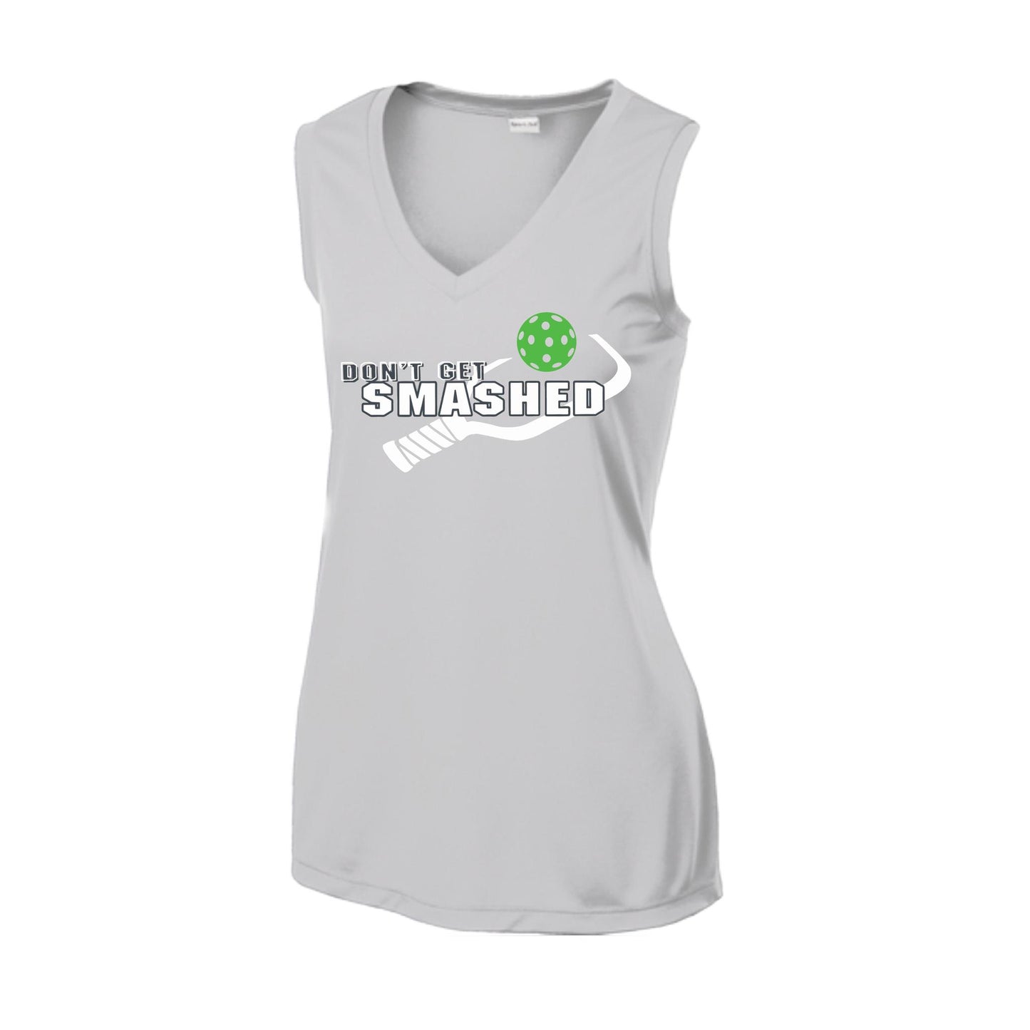 Don't Get Smashed With Pickleballs (Red Green Rainbow) | Women’s Sleeveless Athletic Performance T-Shirt | 100% Polyester