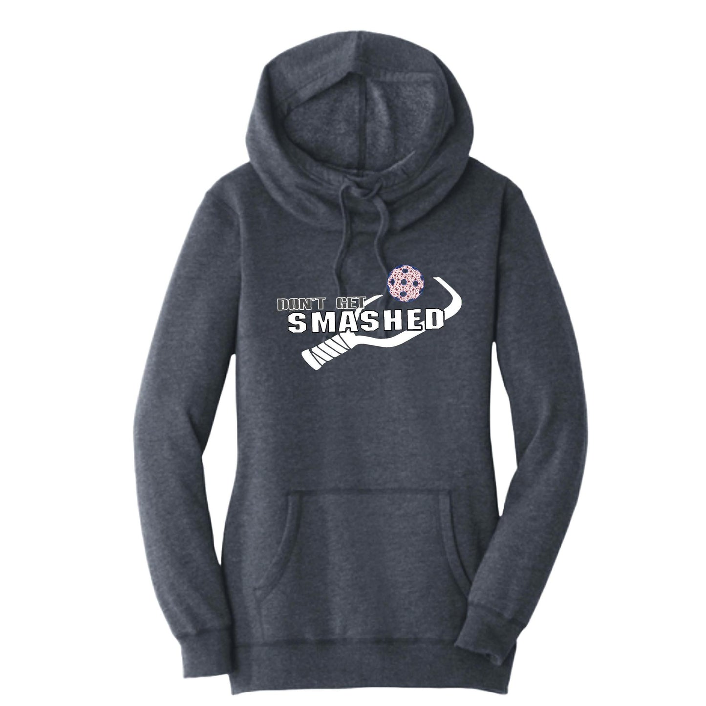 Don't Get Smashed With Pickleballs (Stars) | Women’s Cowl-Neck Hoodie Pickleball Sweatshirt | 55% Cotton 45% Poly Fleece