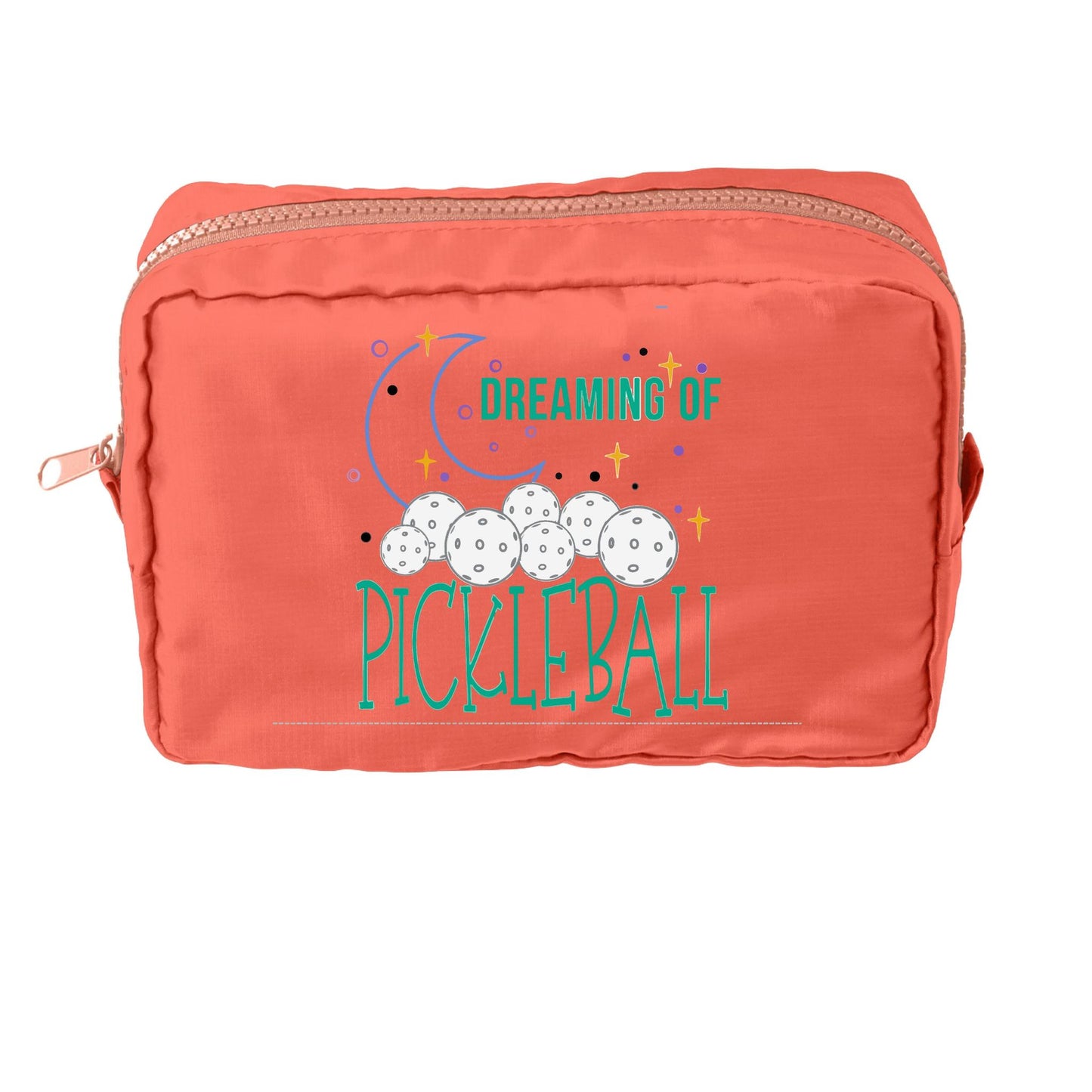 Dreaming Of Pickleball | Pickleball Dimensional Cosmetic Pouch Bag | Small Size Court Dimensional Bag