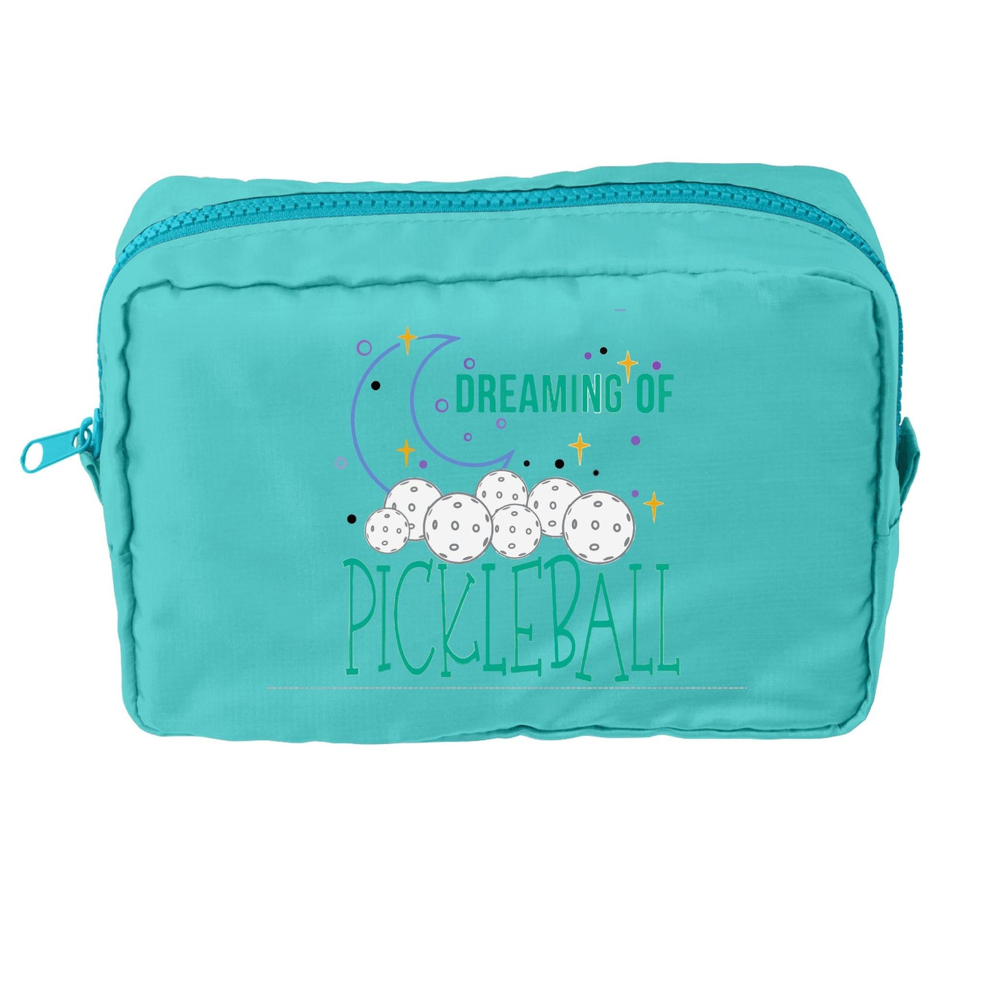 Dreaming Of Pickleball | Pickleball Dimensional Cosmetic Pouch Bag | Small Size Court Dimensional Bag