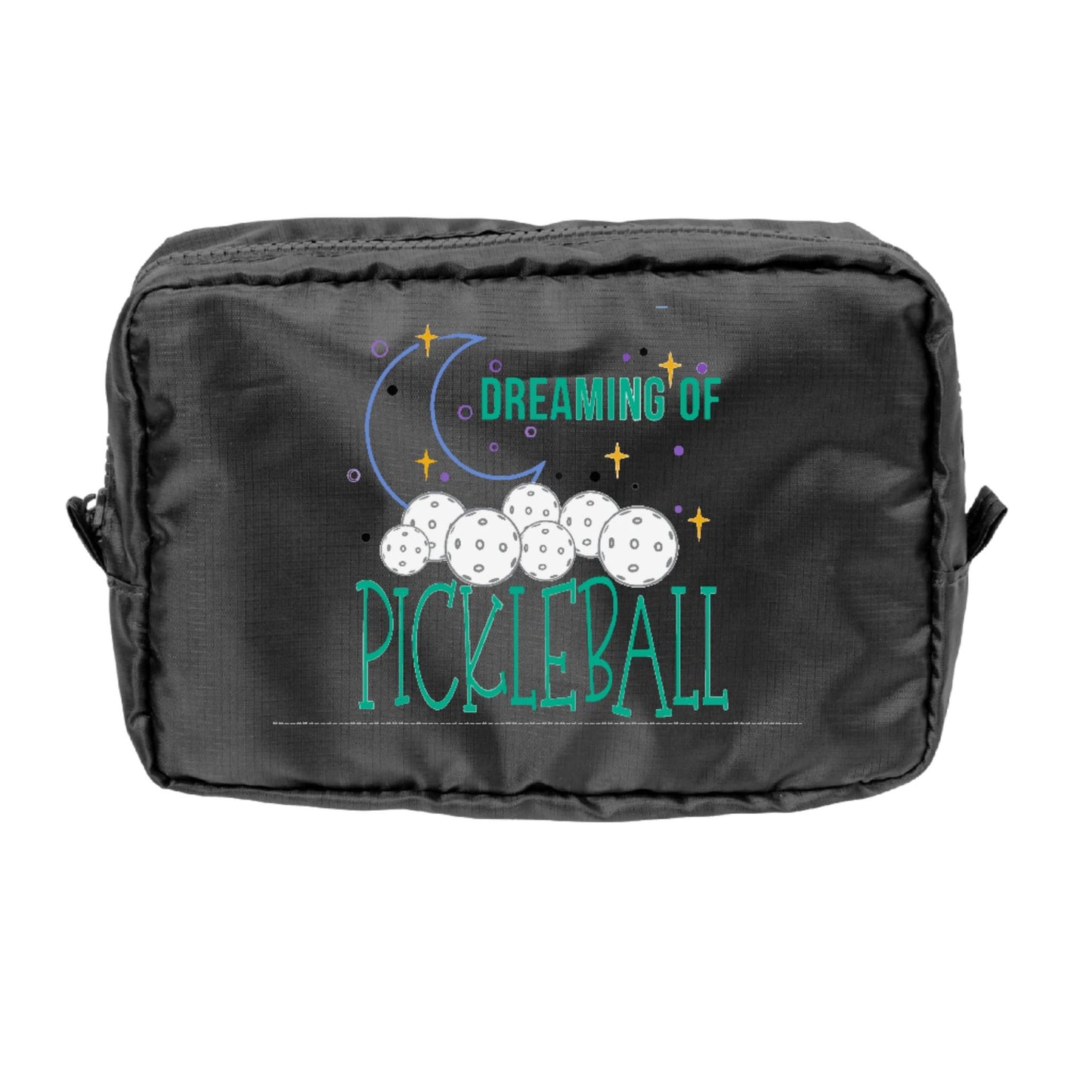 Dreaming Of Pickleball | Pickleball Dimensional Cosmetic Pouch Bag | Small Size Court Dimensional Bag