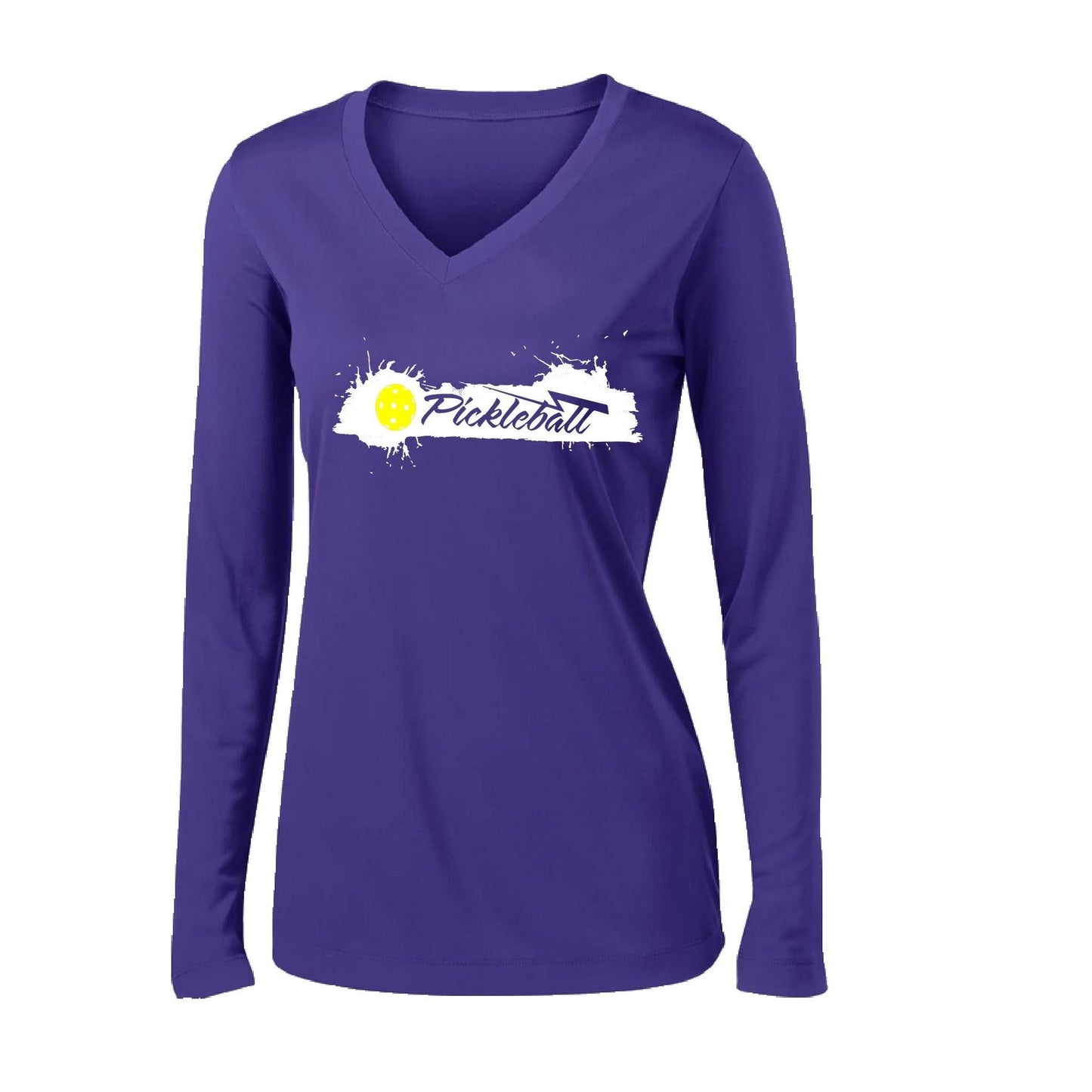 Extreme Pickleball | Women's Long Sleeve V-Neck Pickleball Performance T-Shirts | 100% Polyester