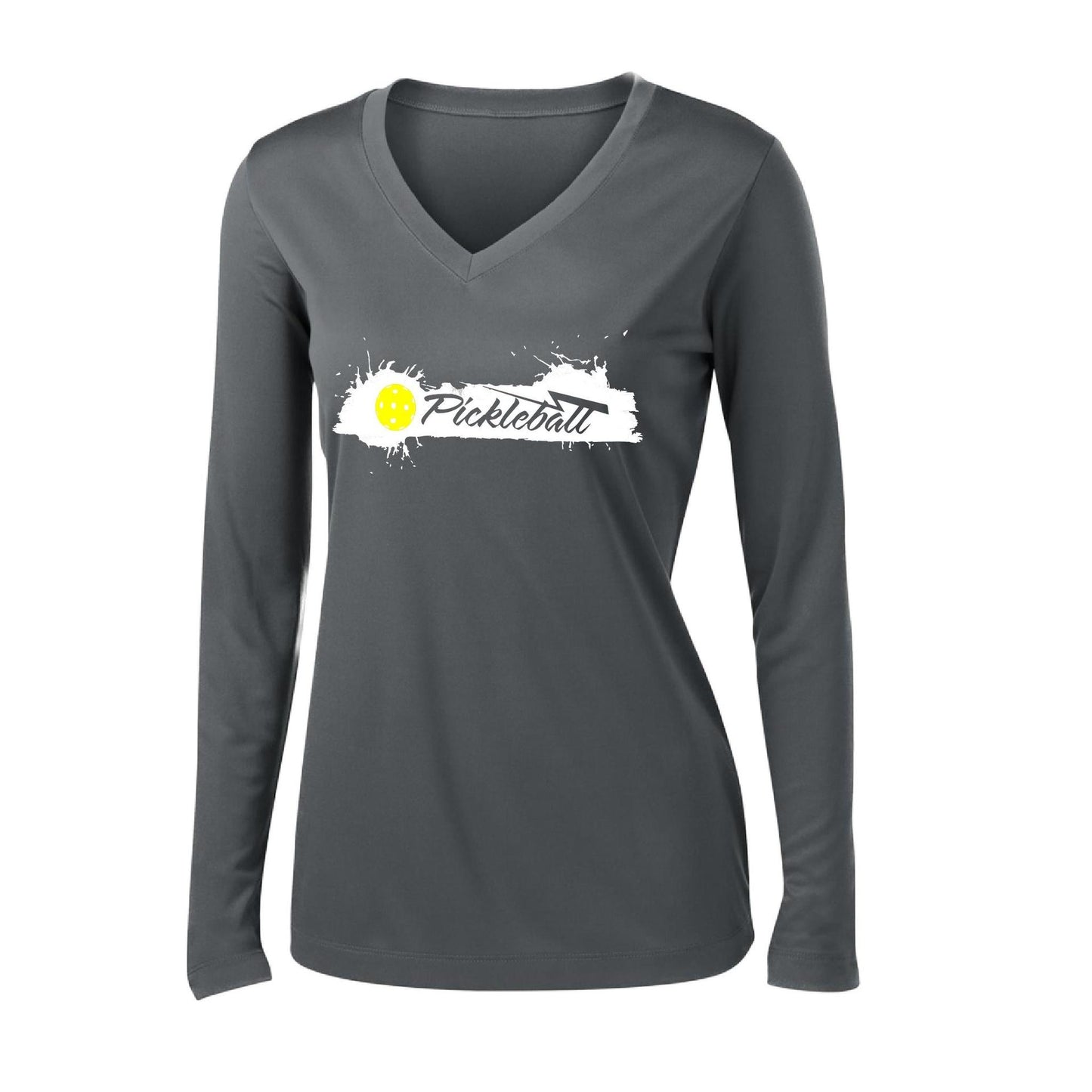 Extreme Pickleball | Women's Long Sleeve V-Neck Pickleball Performance T-Shirts | 100% Polyester