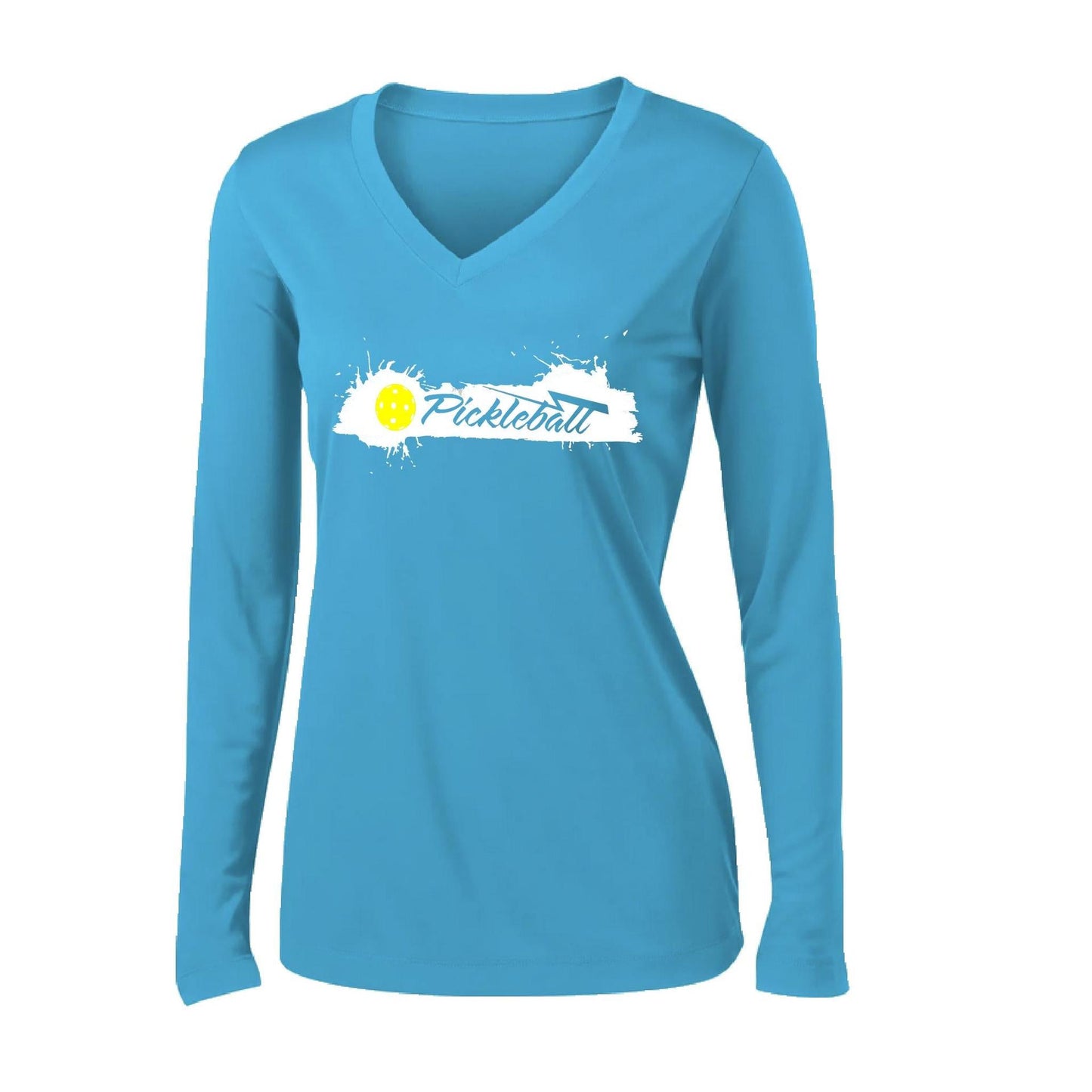 Extreme Pickleball | Women's Long Sleeve V-Neck Pickleball Performance T-Shirts | 100% Polyester