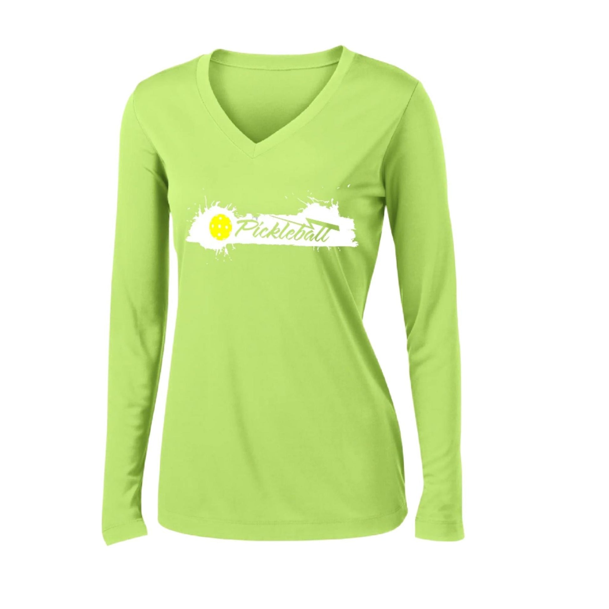 Extreme Pickleball | Women's Long Sleeve V-Neck Pickleball Performance T-Shirts | 100% Polyester