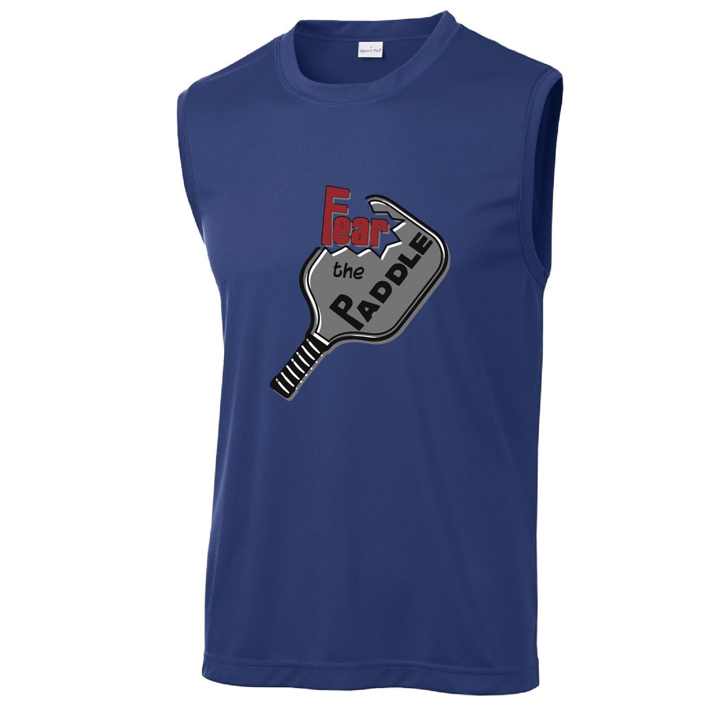 Fear The Paddle | Men's Sleeveless Pickleball Performance T-Shirt | 100% Polyester