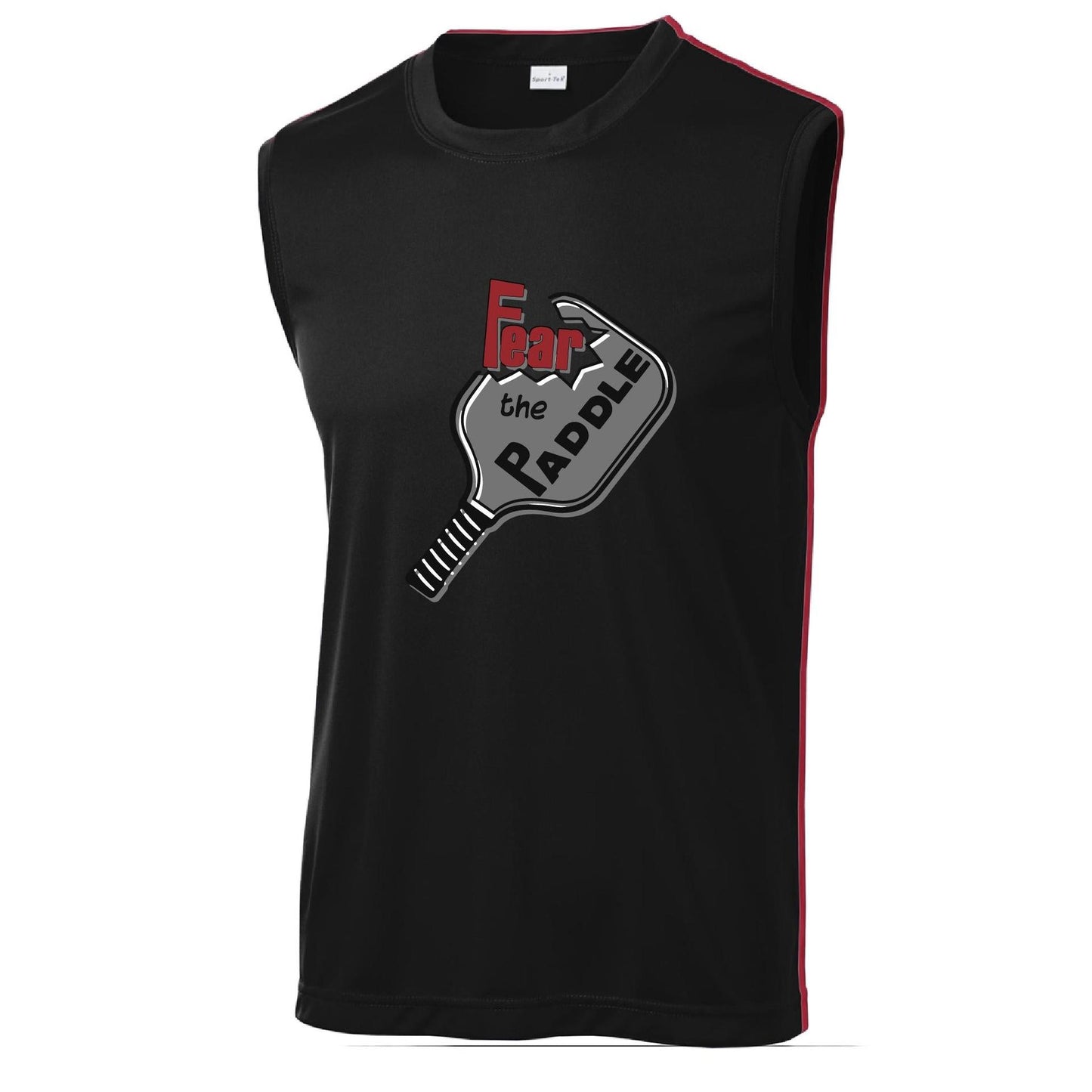 Fear The Paddle | Men's Sleeveless Pickleball Performance T-Shirt | 100% Polyester