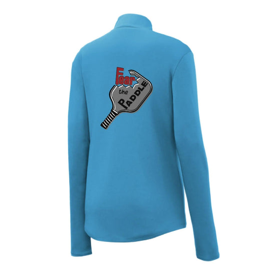 Fear The Pickleball Paddle | Women’s 1/4 Zip Pullover Athletic Performance Shirt | 100% Polyester