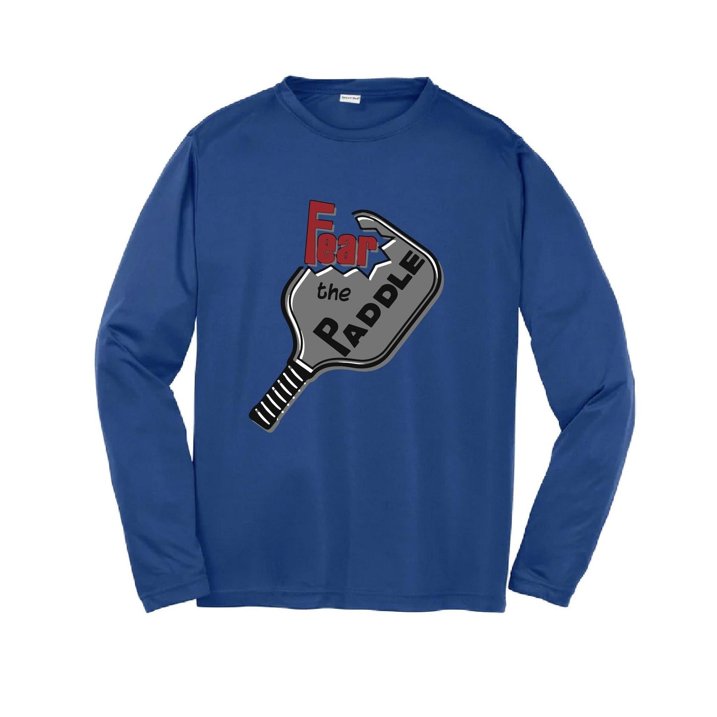 Fear The Pickleball Paddle | Youth Long Sleeve Pickleball Performance T-Shirts | 100% Polyester