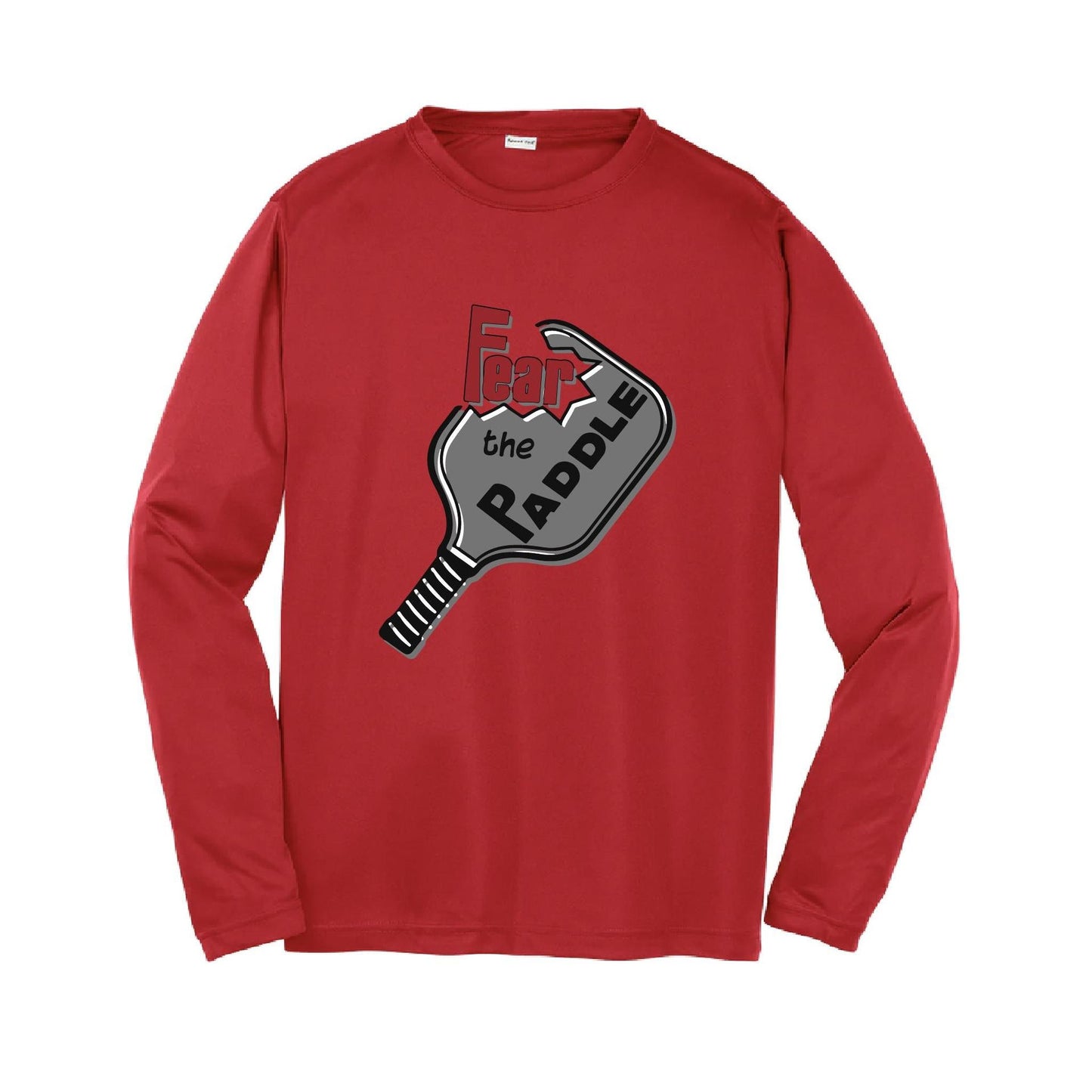 Fear The Pickleball Paddle | Youth Long Sleeve Pickleball Performance T-Shirts | 100% Polyester