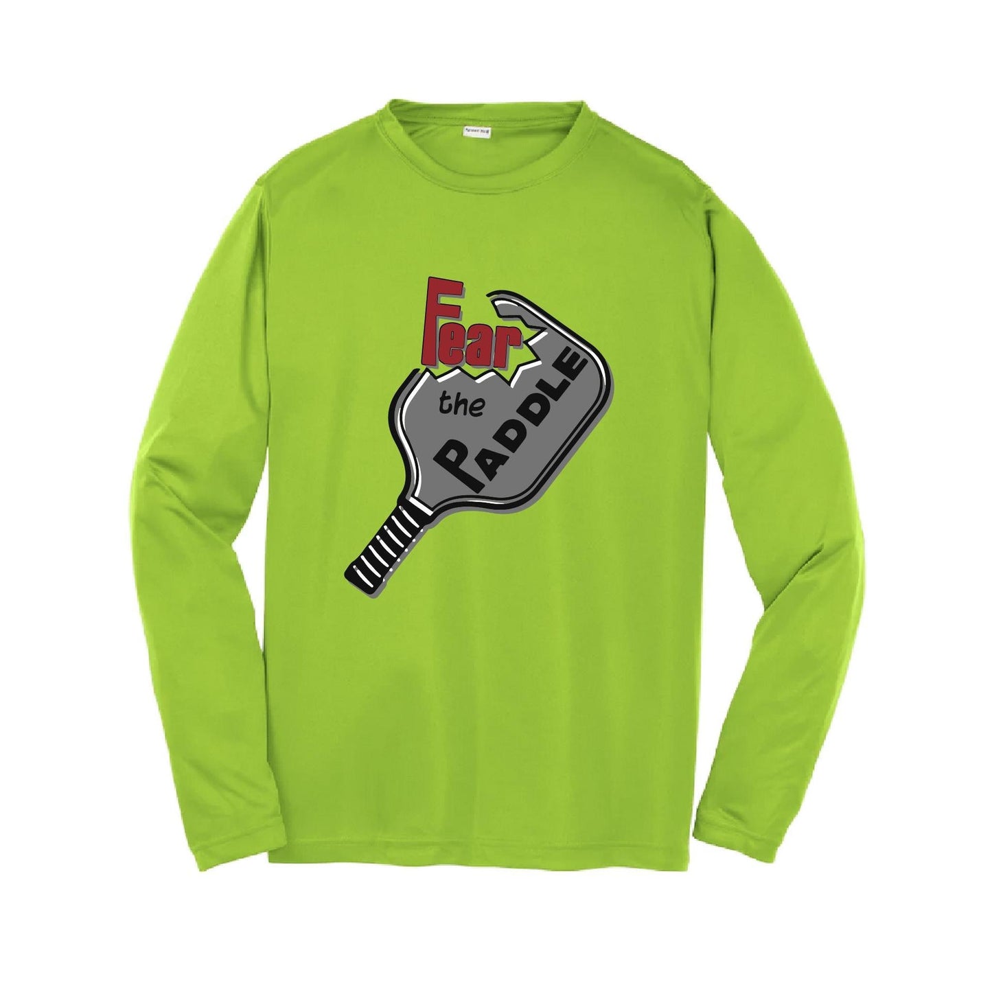 Fear The Pickleball Paddle | Youth Long Sleeve Pickleball Performance T-Shirts | 100% Polyester