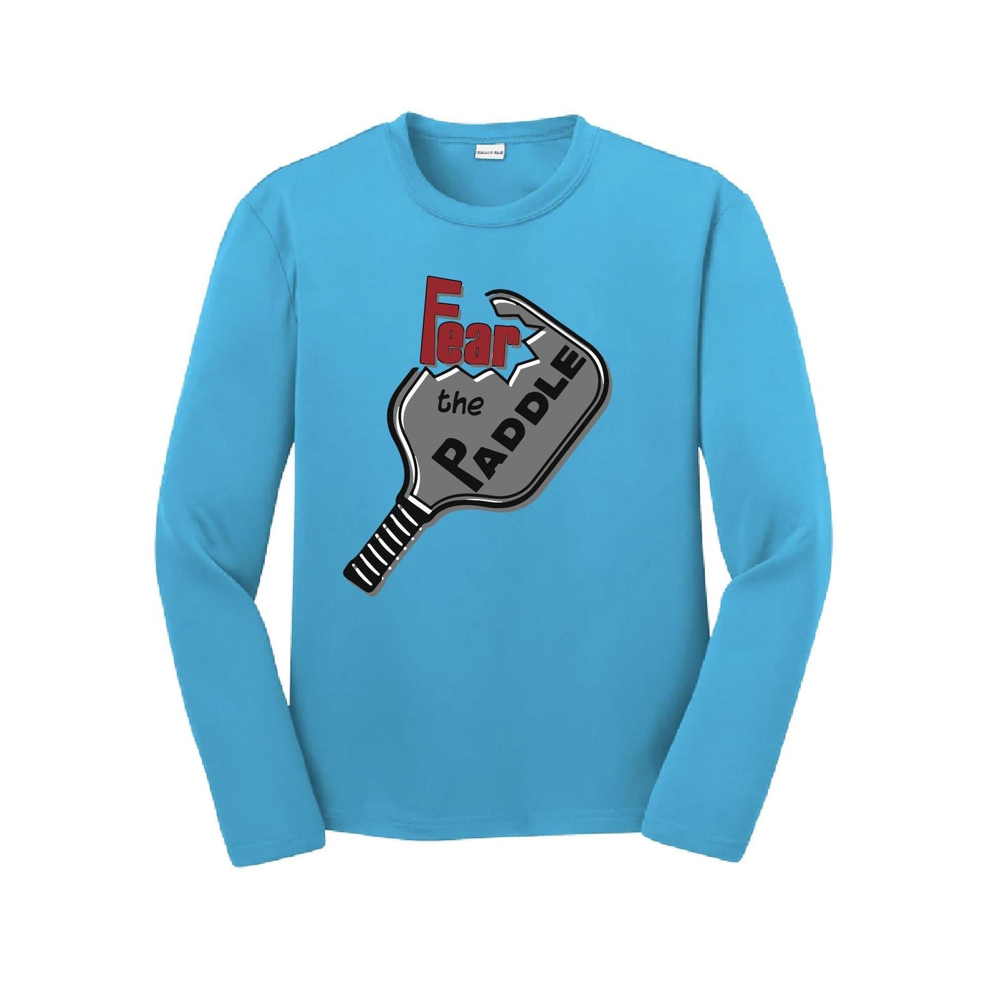 Fear The Pickleball Paddle | Youth Long Sleeve Pickleball Performance T-Shirts | 100% Polyester
