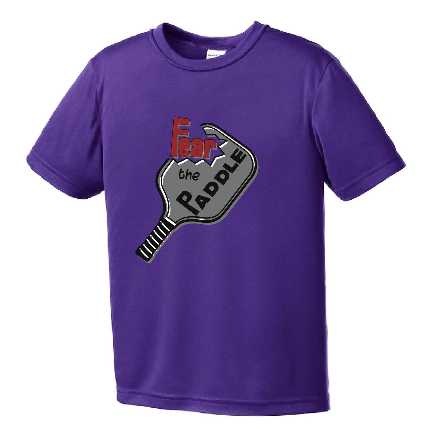 Fear The Pickleball Paddle | Youth Short Sleeve Pickleball Performance T-Shirts | 100% Polyester