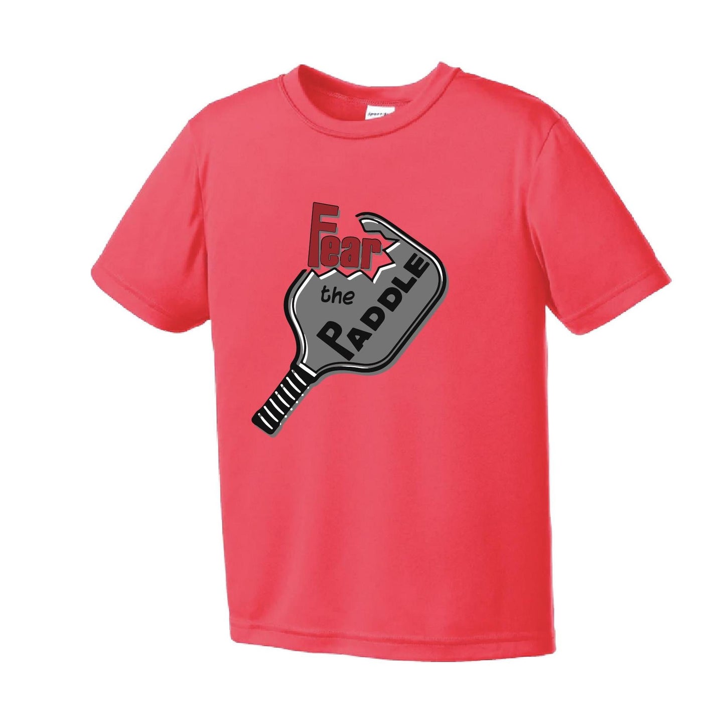 Fear The Pickleball Paddle | Youth Short Sleeve Pickleball Performance T-Shirts | 100% Polyester