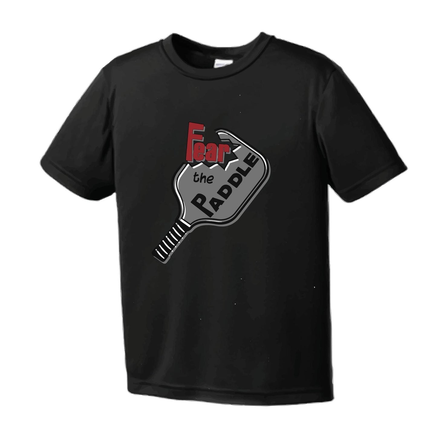 Fear The Pickleball Paddle | Youth Short Sleeve Pickleball Performance T-Shirts | 100% Polyester