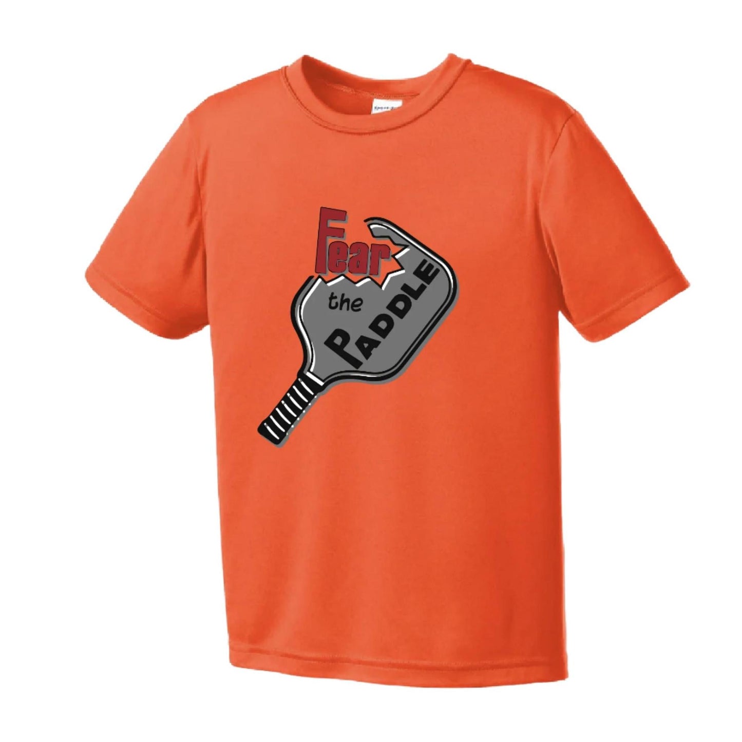Fear The Pickleball Paddle | Youth Short Sleeve Pickleball Performance T-Shirts | 100% Polyester