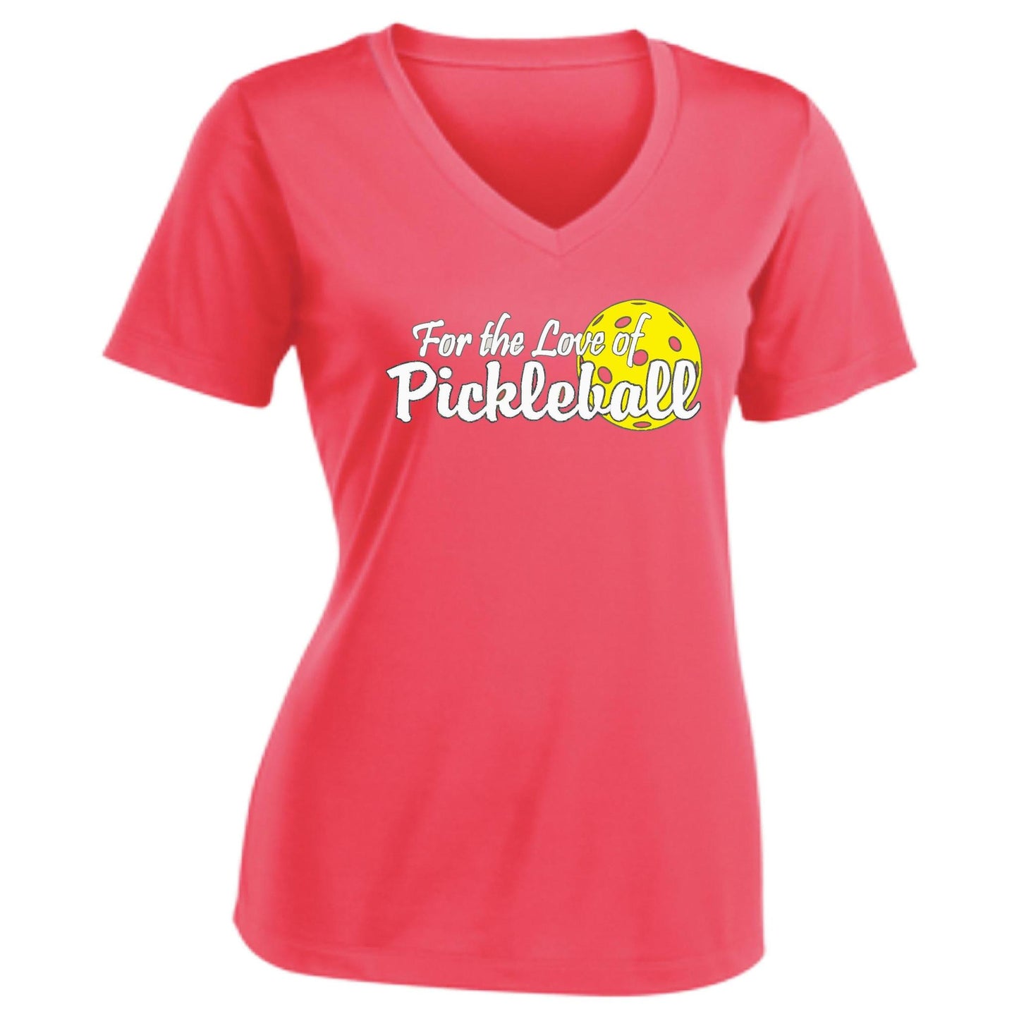 For the Love of Pickleball | Women's Short Sleeve V-Neck Pickleball T-Shirts | 100% Polyester