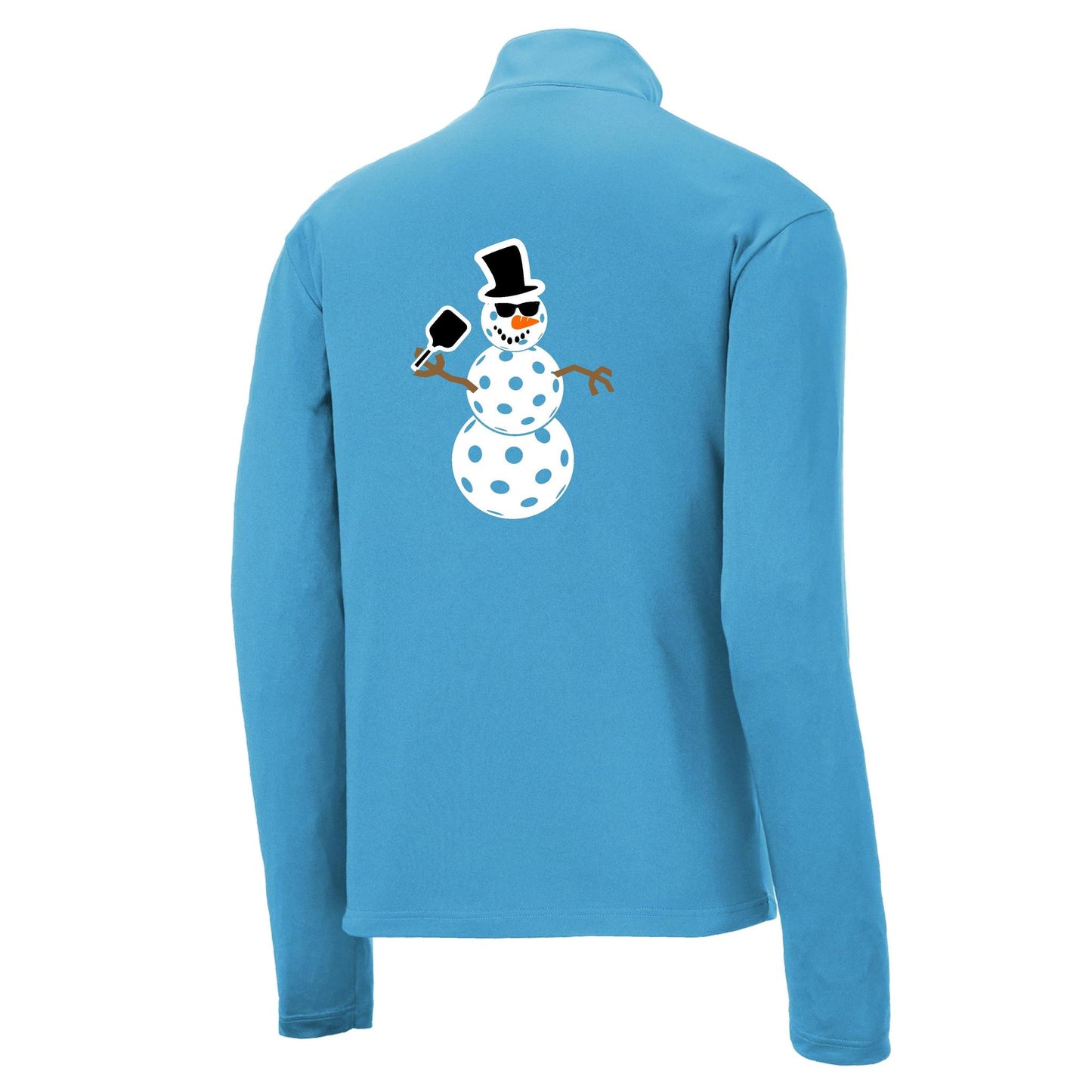 Frosty The Dinking Snowman | Men's 1/4 Zip Long Sleeve Pullover Athletic Performance Shirt | 100% Polyester