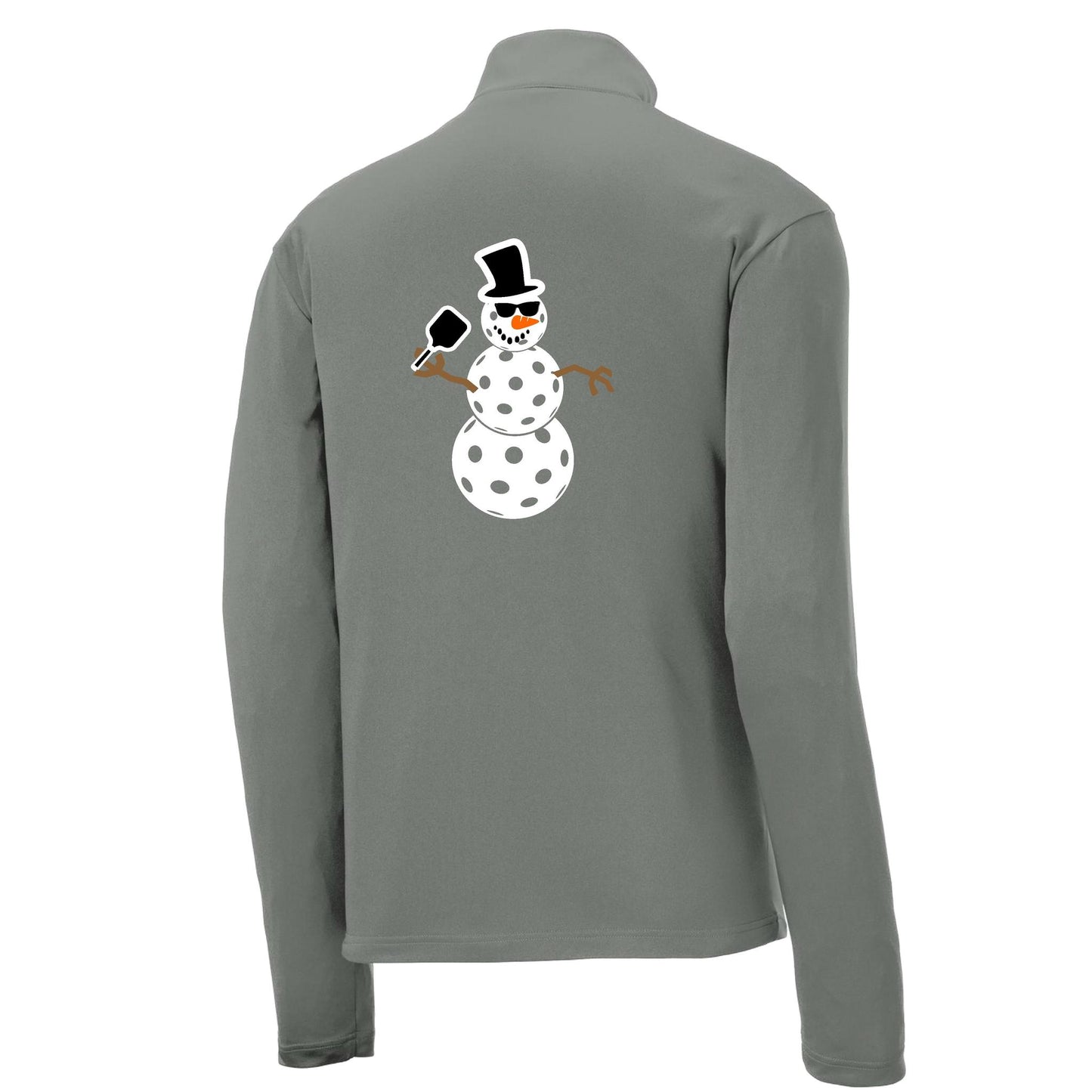 Frosty The Dinking Snowman | Men's 1/4 Zip Long Sleeve Pullover Athletic Performance Shirt | 100% Polyester