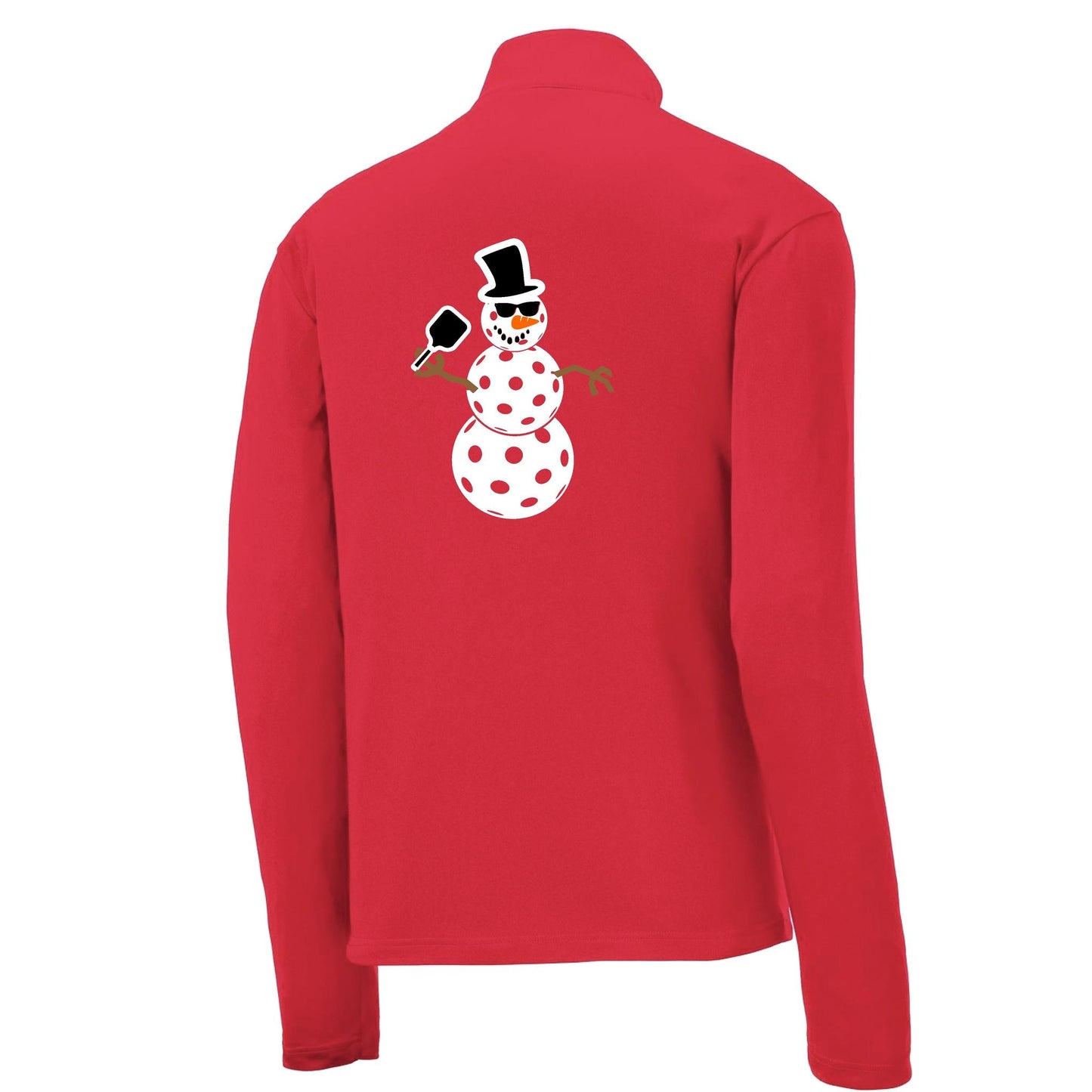 Frosty The Dinking Snowman | Men's 1/4 Zip Long Sleeve Pullover Athletic Performance Shirt | 100% Polyester