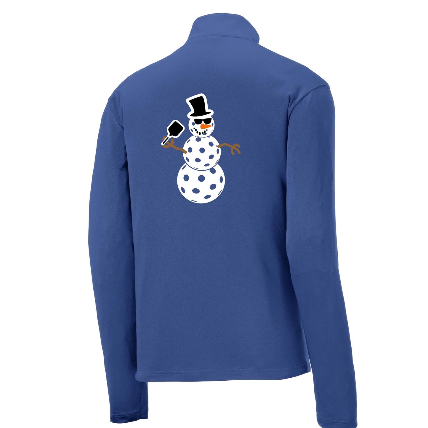 Frosty The Dinking Snowman | Men's 1/4 Zip Long Sleeve Pullover Athletic Performance Shirt | 100% Polyester