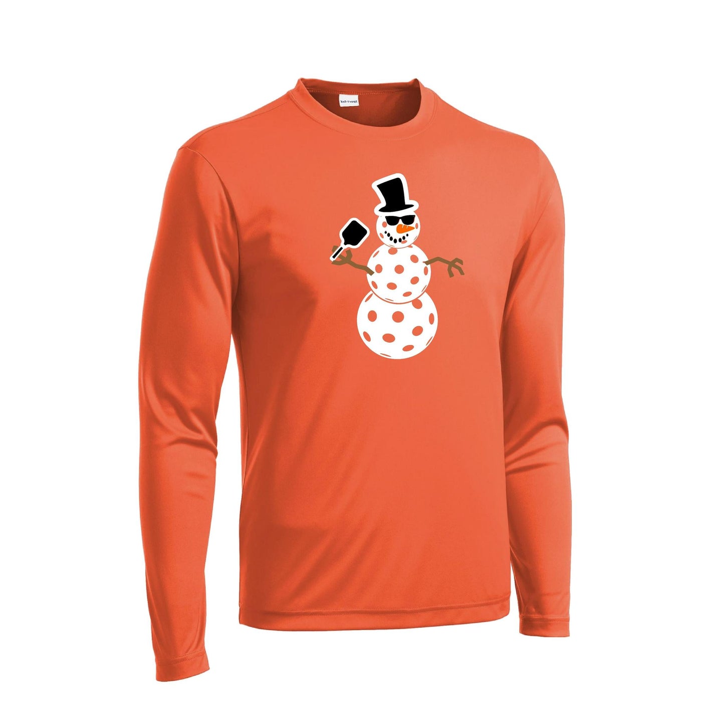 Frosty The Dinking Snowman | Men's Long Sleeve Athletic Performance T-Shirt | 100% Polyester