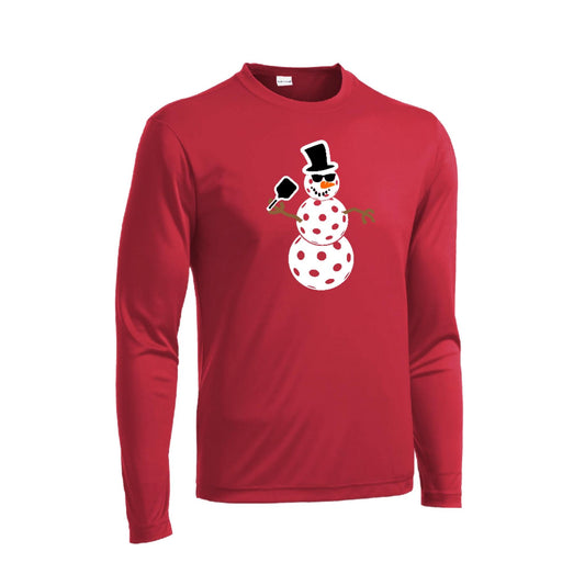Frosty The Dinking Snowman | Men's Long Sleeve Athletic Performance T-Shirt | 100% Polyester