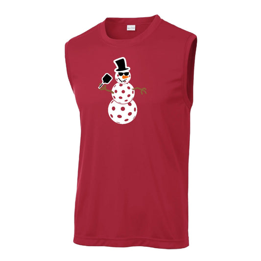 Frosty The Dinking Snowman | Men's Sleeveless Athletic Performance T-Shirt | 100% Polyester