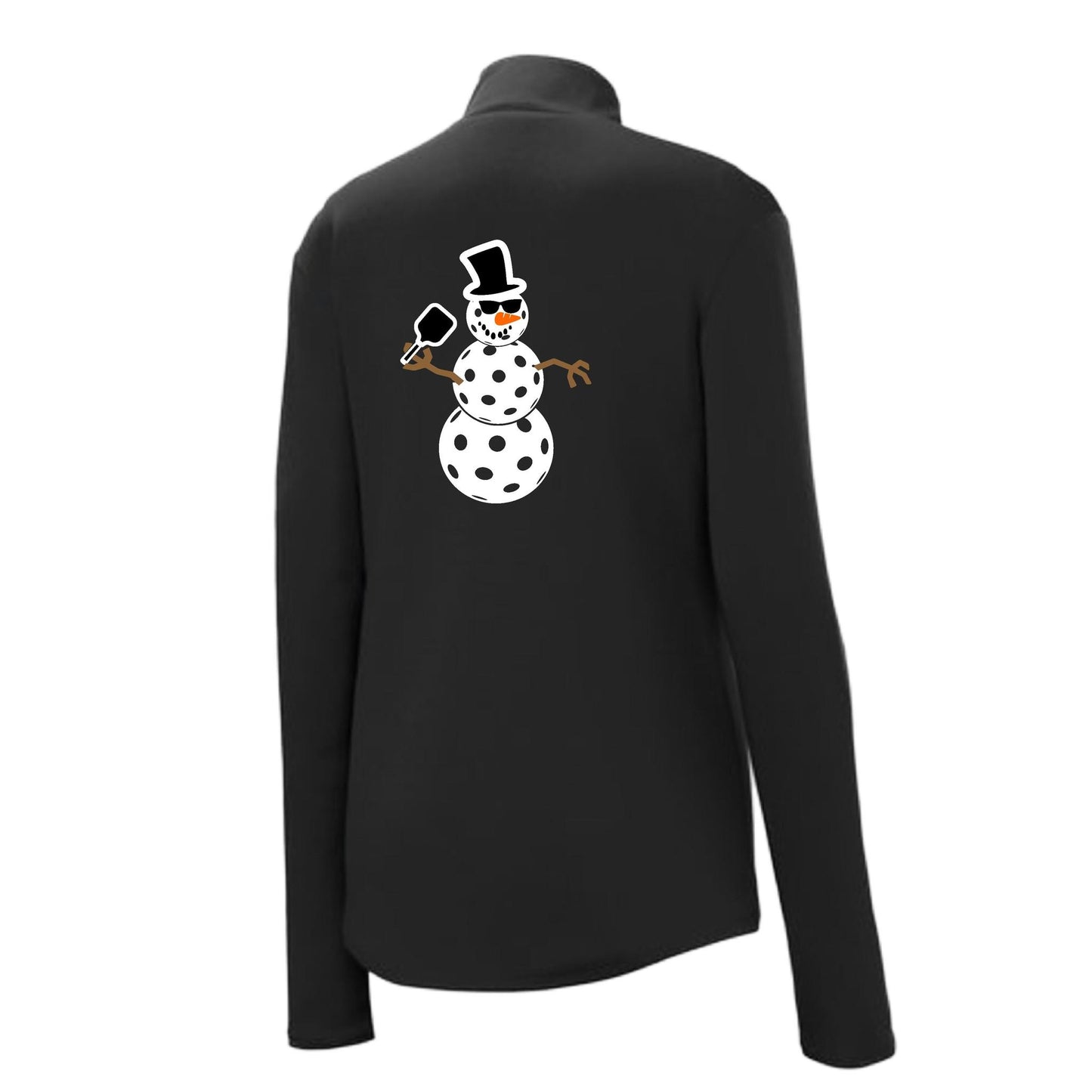 Frosty The Dinking Snowman | Women's 1/4 Zip Pickleball Performance Pullover Shirt | 100% Polyester
