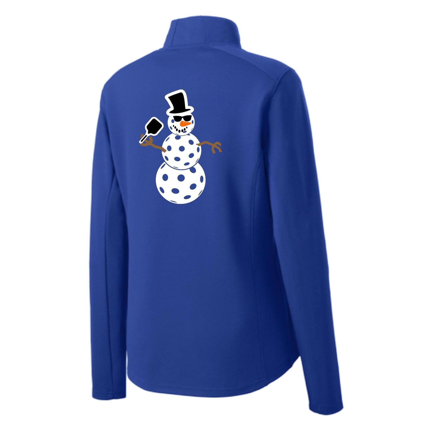 Frosty The Dinking Snowman | Women's 1/4 Zip Pickleball Performance Pullover Shirt | 100% Polyester