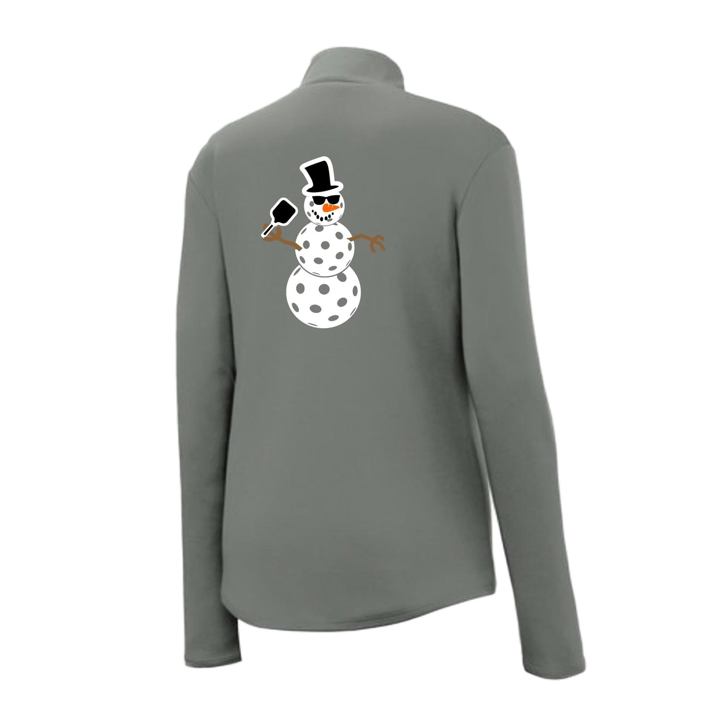 Frosty The Dinking Snowman | Women's 1/4 Zip Pickleball Performance Pullover Shirt | 100% Polyester