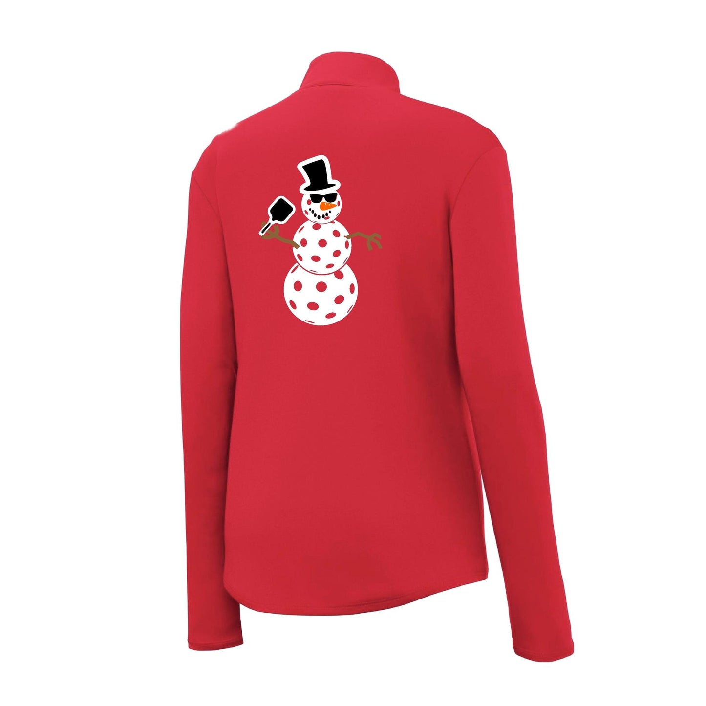 Frosty The Dinking Snowman | Women's 1/4 Zip Pickleball Performance Pullover Shirt | 100% Polyester