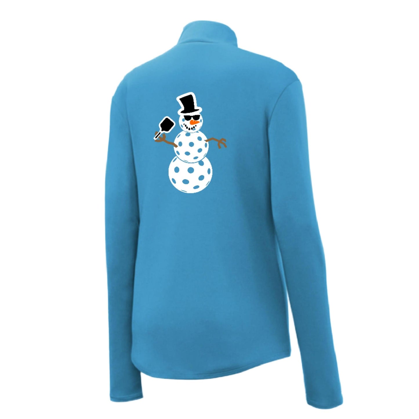 Frosty The Dinking Snowman | Women's 1/4 Zip Pickleball Performance Pullover Shirt | 100% Polyester