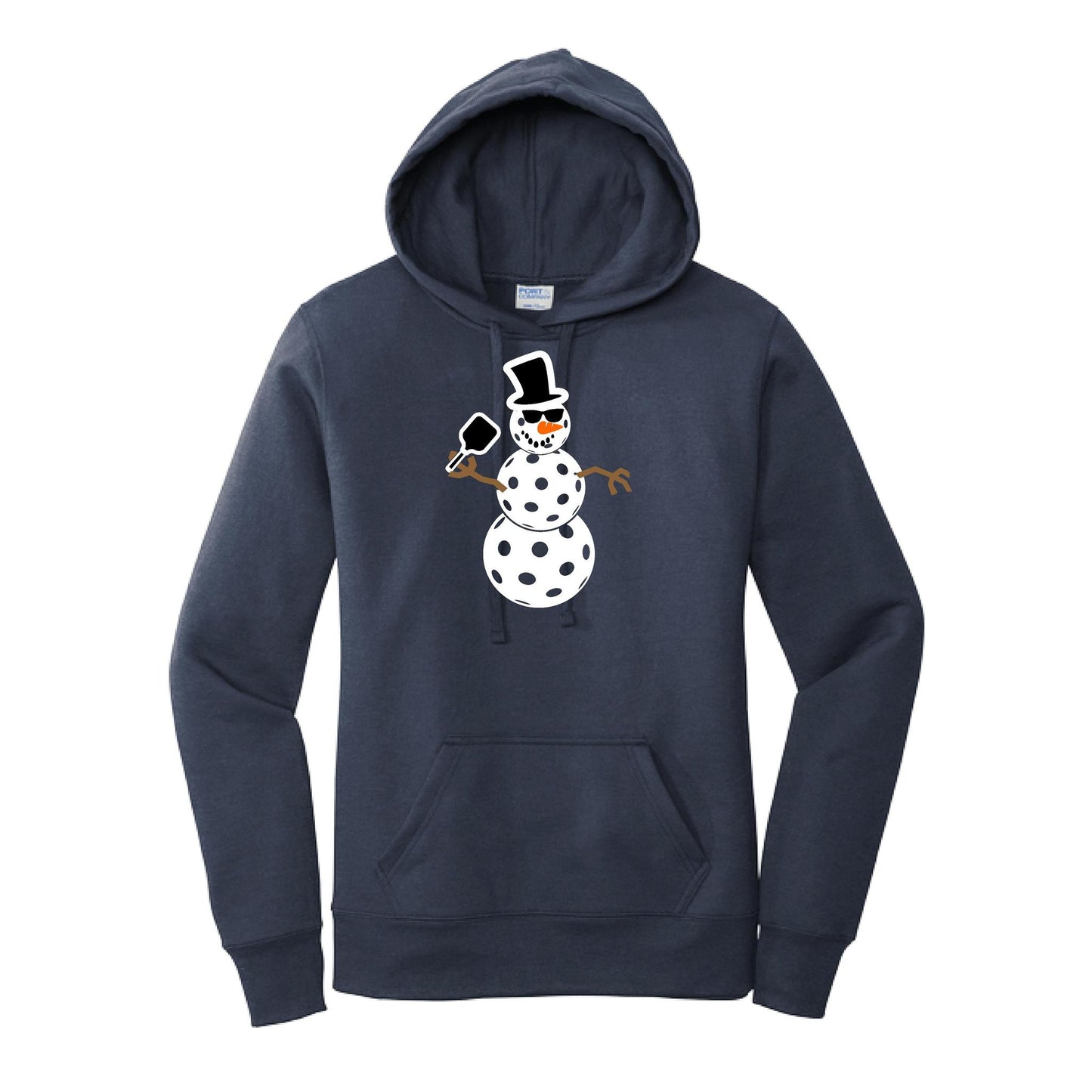 Frosty The Dinking Snowman | Women’s Fitted Hoodie Pickleball Sweatshirt | 50% Cotton 50% Poly Fleece