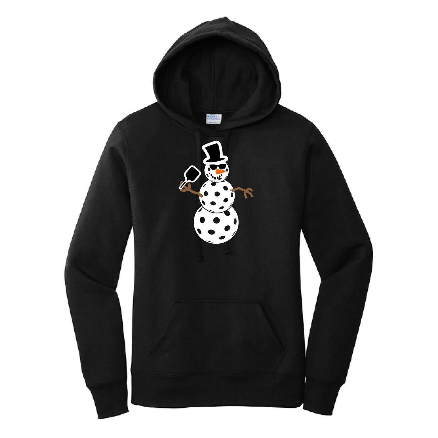 Frosty The Dinking Snowman | Women’s Fitted Hoodie Pickleball Sweatshirt | 50% Cotton 50% Poly Fleece