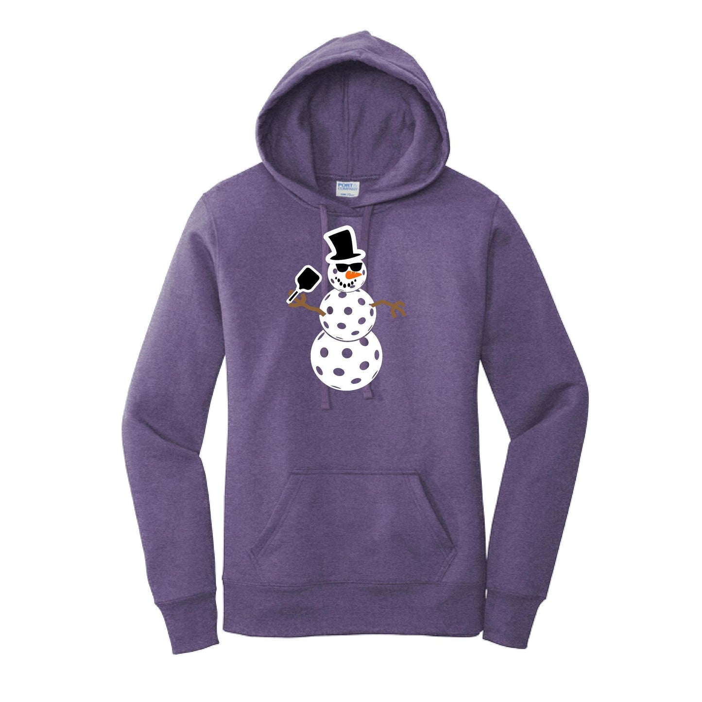Frosty The Dinking Snowman | Women’s Fitted Hoodie Pickleball Sweatshirt | 50% Cotton 50% Poly Fleece
