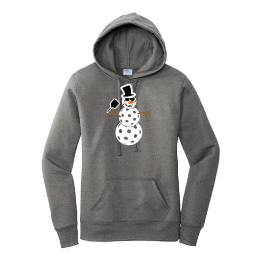 Frosty The Dinking Snowman | Women’s Fitted Hoodie Pickleball Sweatshirt | 50% Cotton 50% Poly Fleece