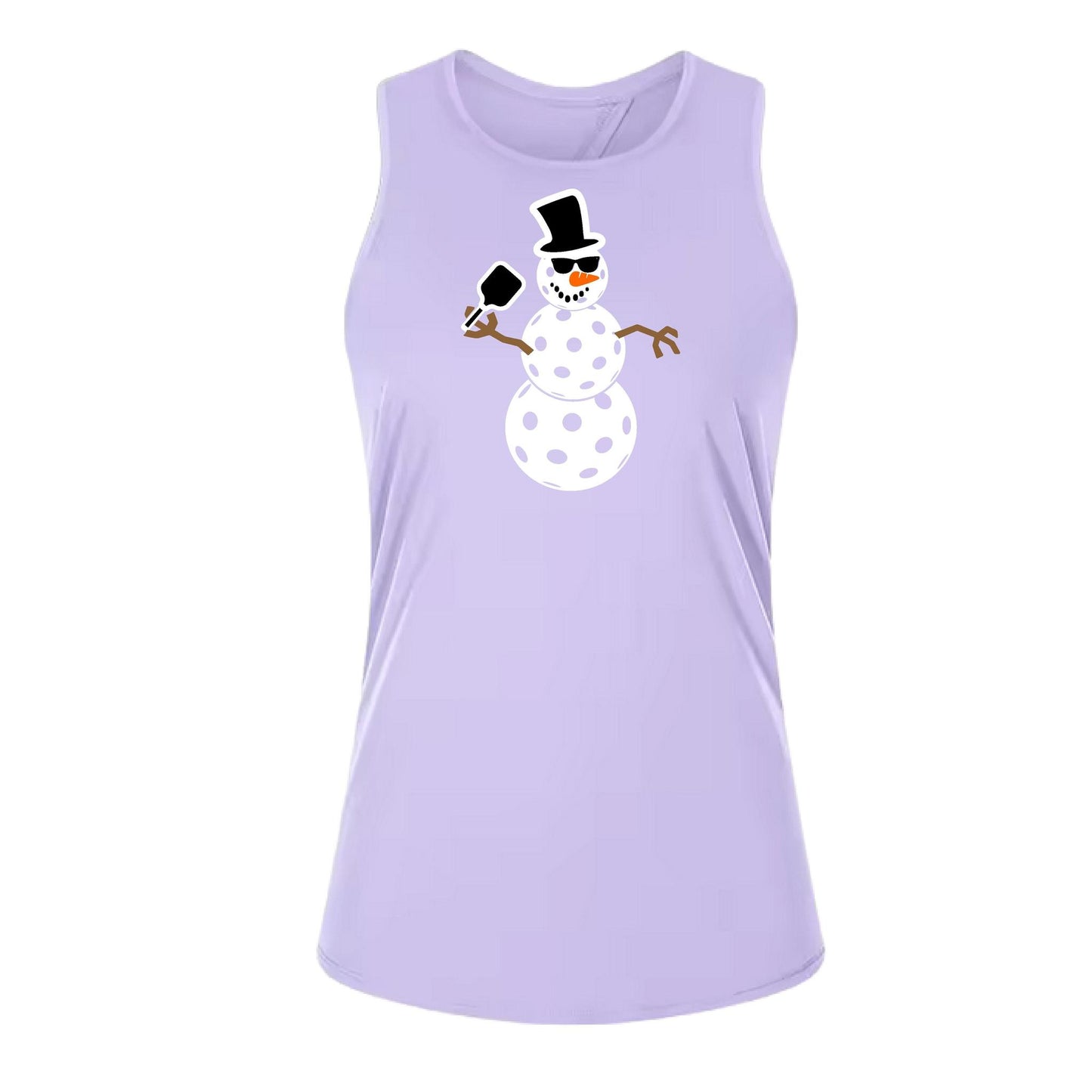 Frosty The Dinking Snowman | Women's Split Back or Tied Back Pickleball Performance Tank | 80/20 Nylon Spandex Mix