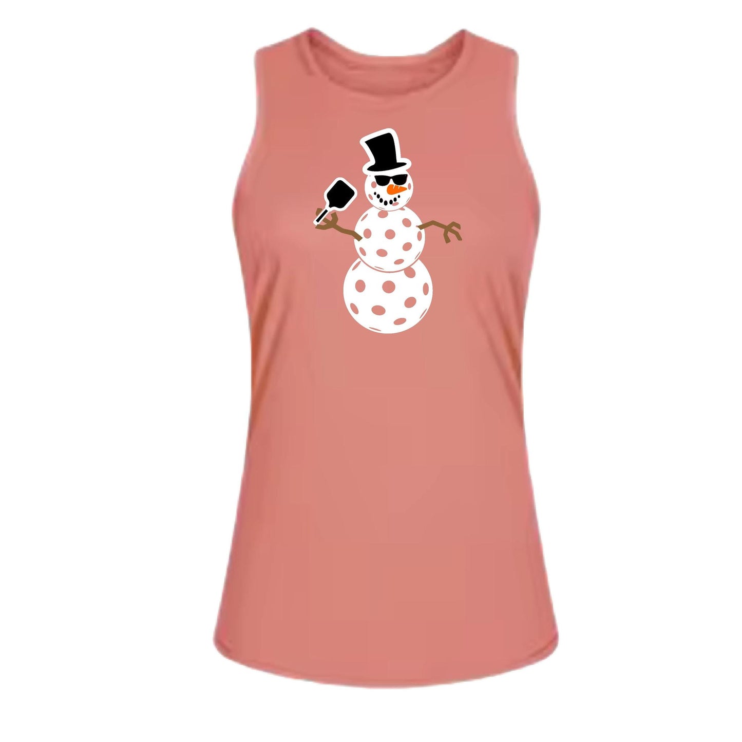 Frosty The Dinking Snowman | Women's Split Back or Tied Back Pickleball Performance Tank | 80/20 Nylon Spandex Mix