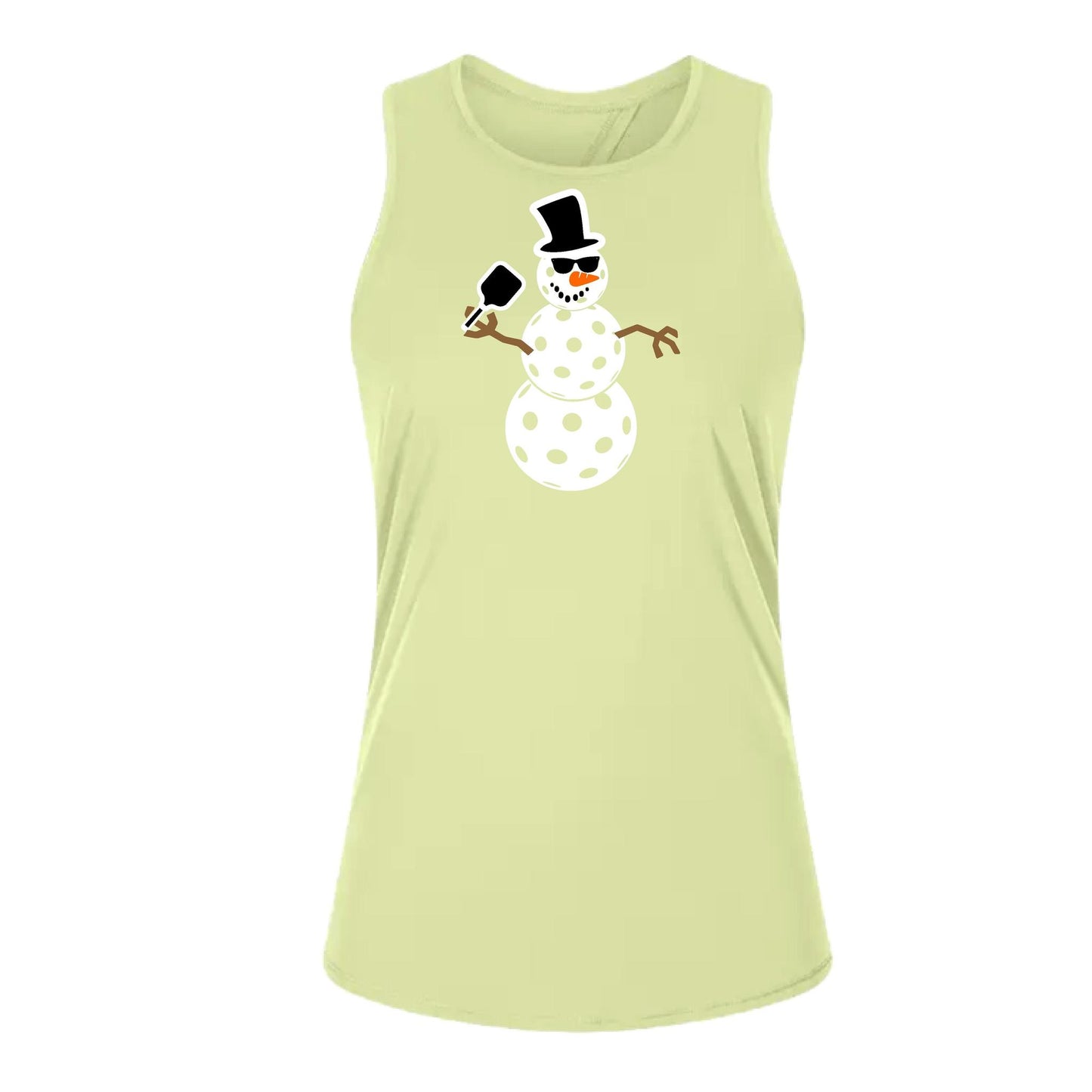 Frosty The Dinking Snowman | Women's Split Back or Tied Back Pickleball Performance Tank | 80/20 Nylon Spandex Mix