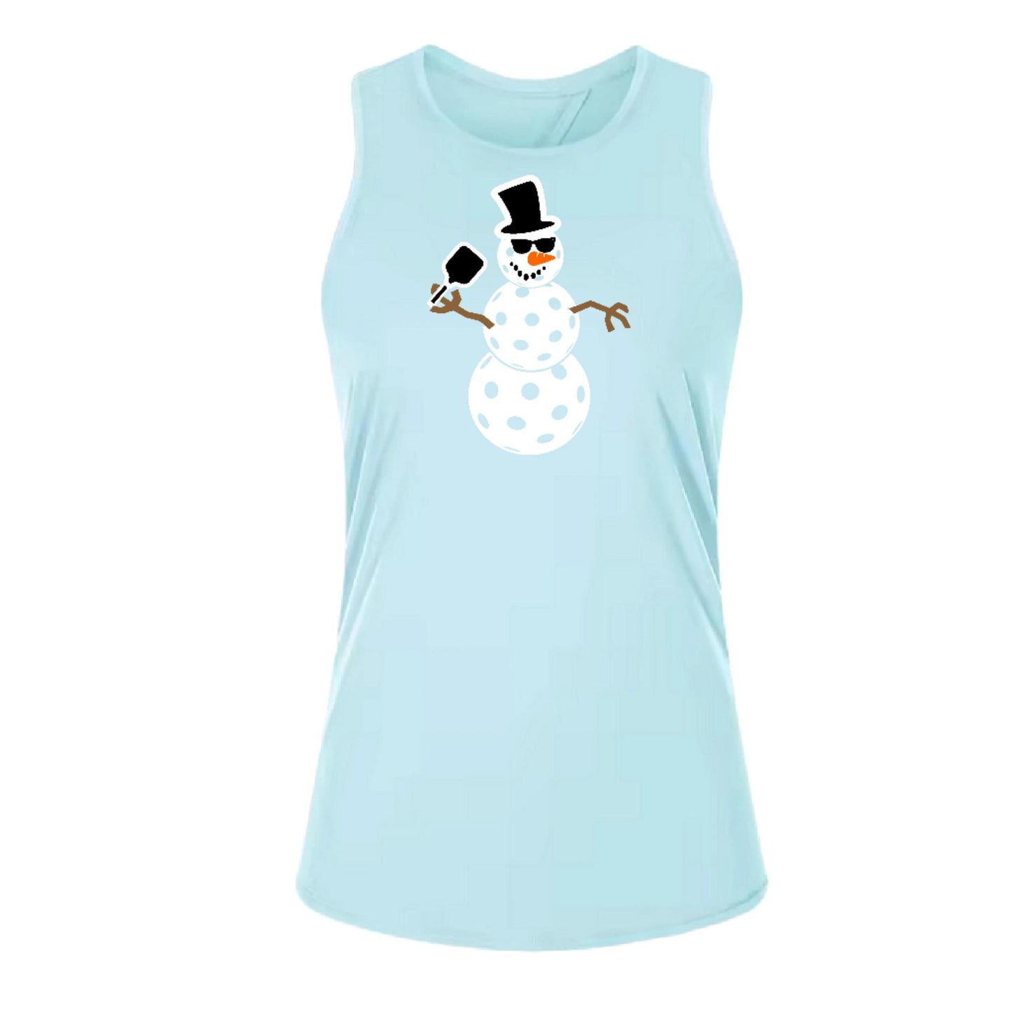 Frosty The Dinking Snowman | Women's Split Back or Tied Back Pickleball Performance Tank | 80/20 Nylon Spandex Mix